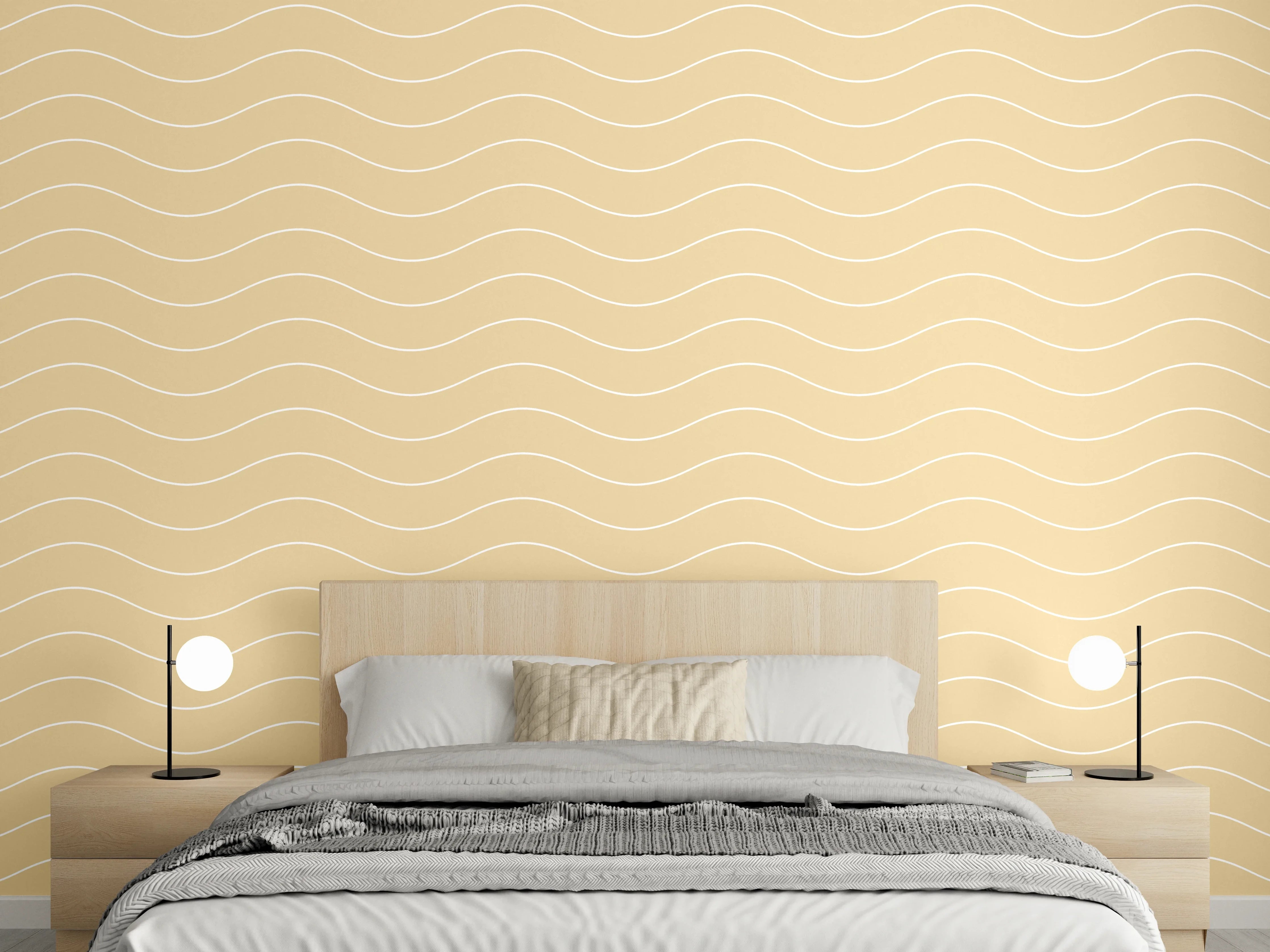 Wandverkleidung Schlafzimmer - Sanfte Wellen in Beige für Ruhe
