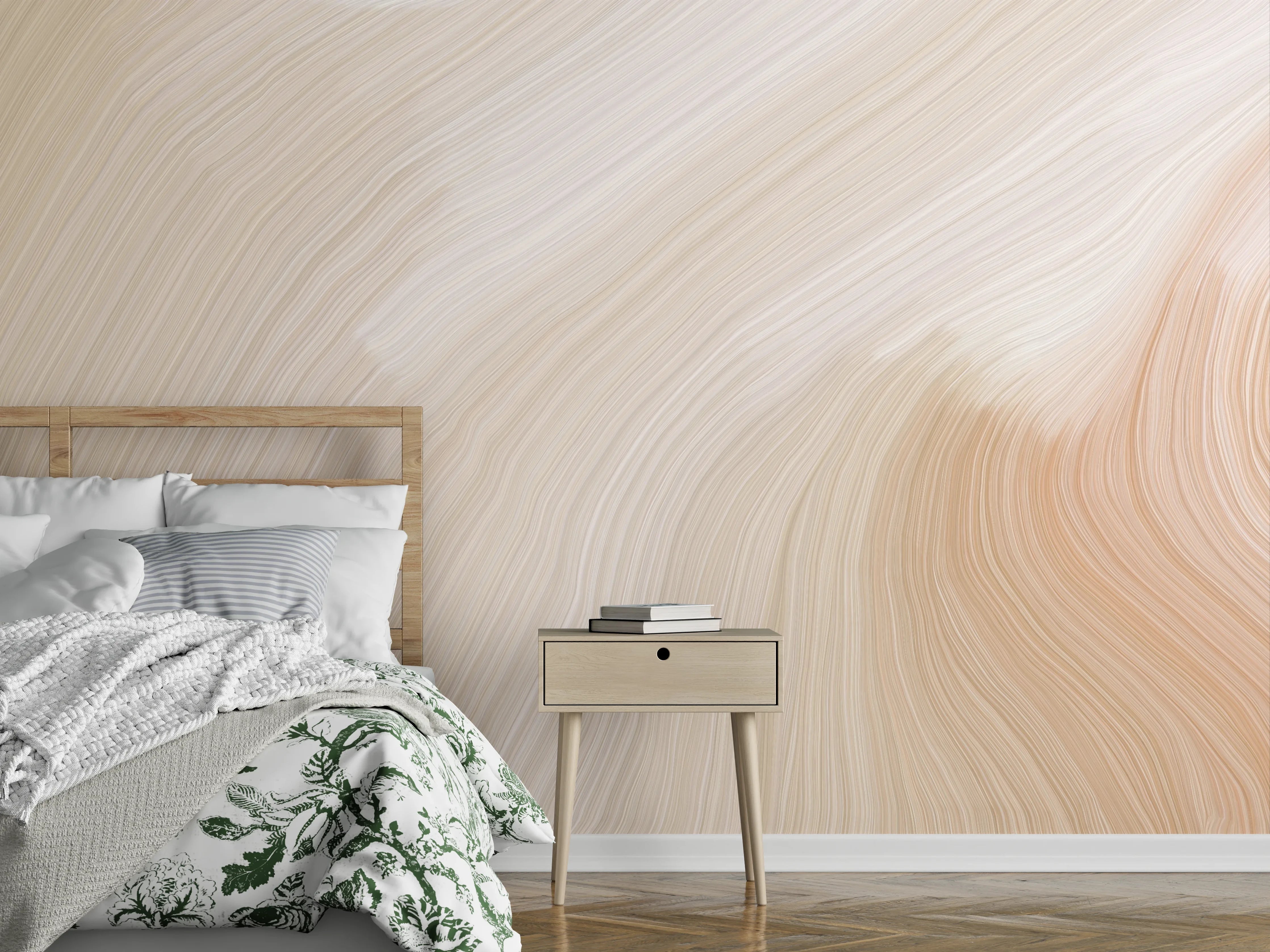 Wandverkleidung Schlafzimmer - Sanfte beige Farbabstufungen abstrakt