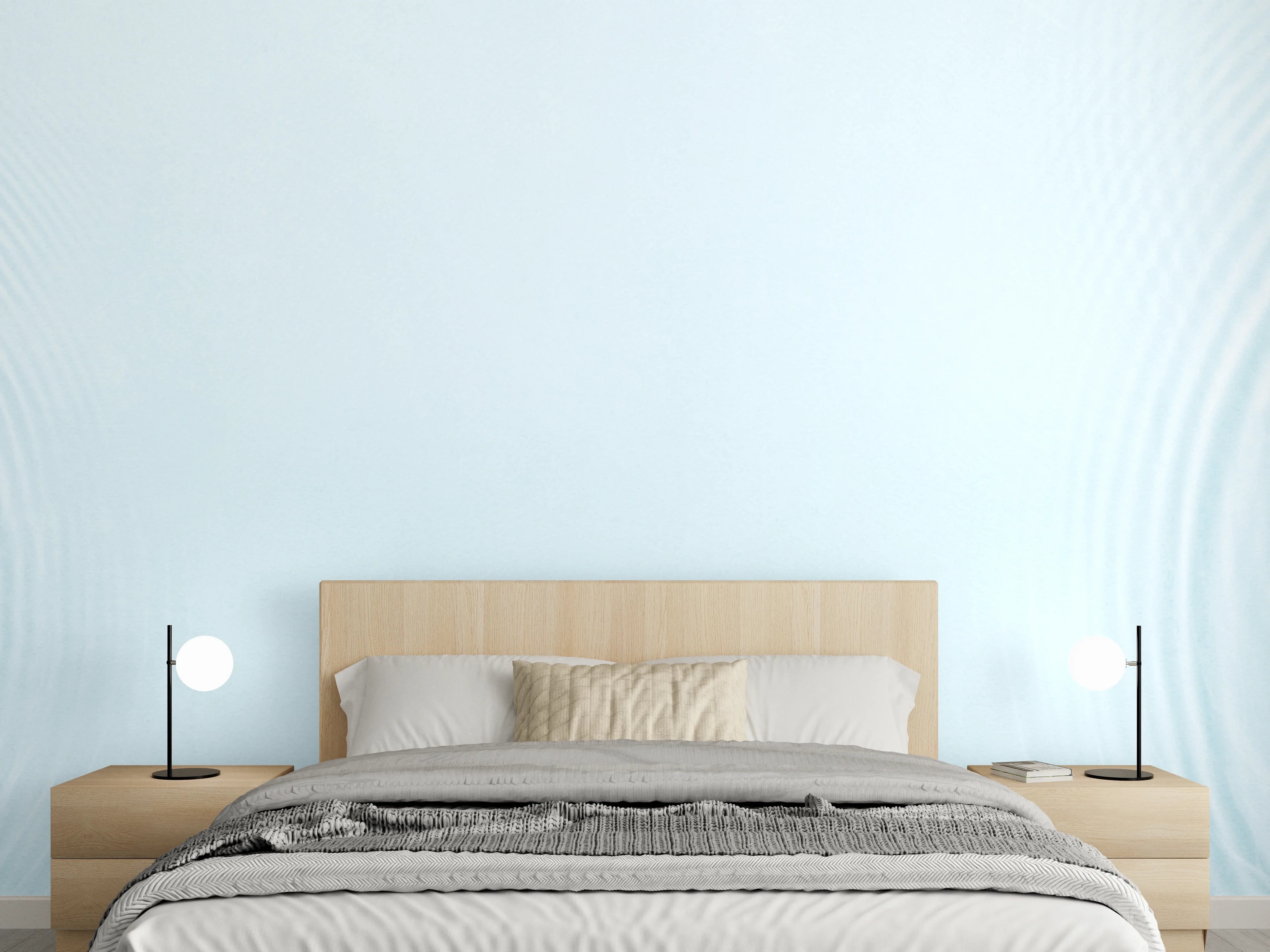 Wandverkleidung Schlafzimmer - Sanfte blaue Wellenringe