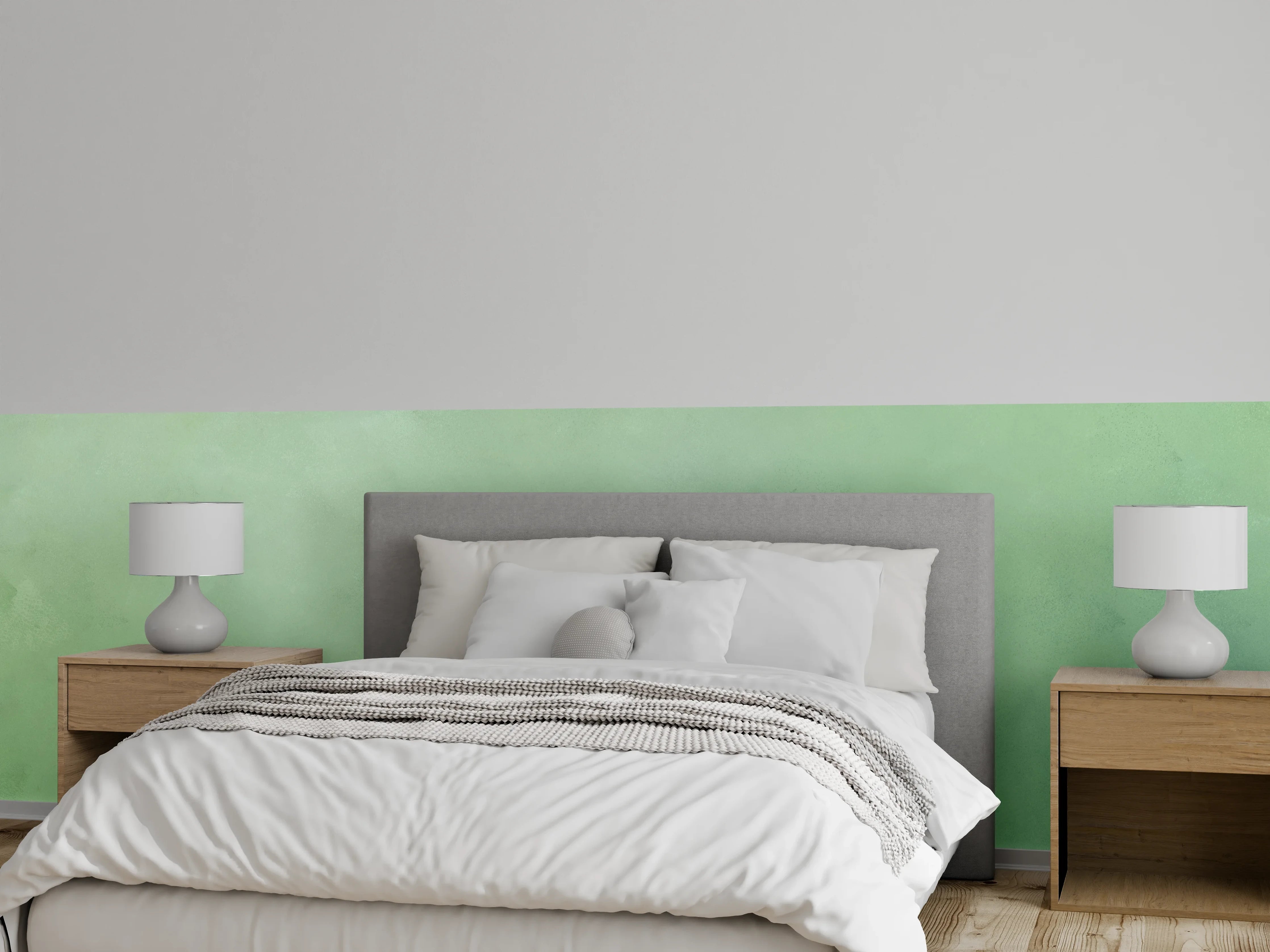 Wandverkleidung Schlafzimmer - Sanfte grüne Aquarellstruktur