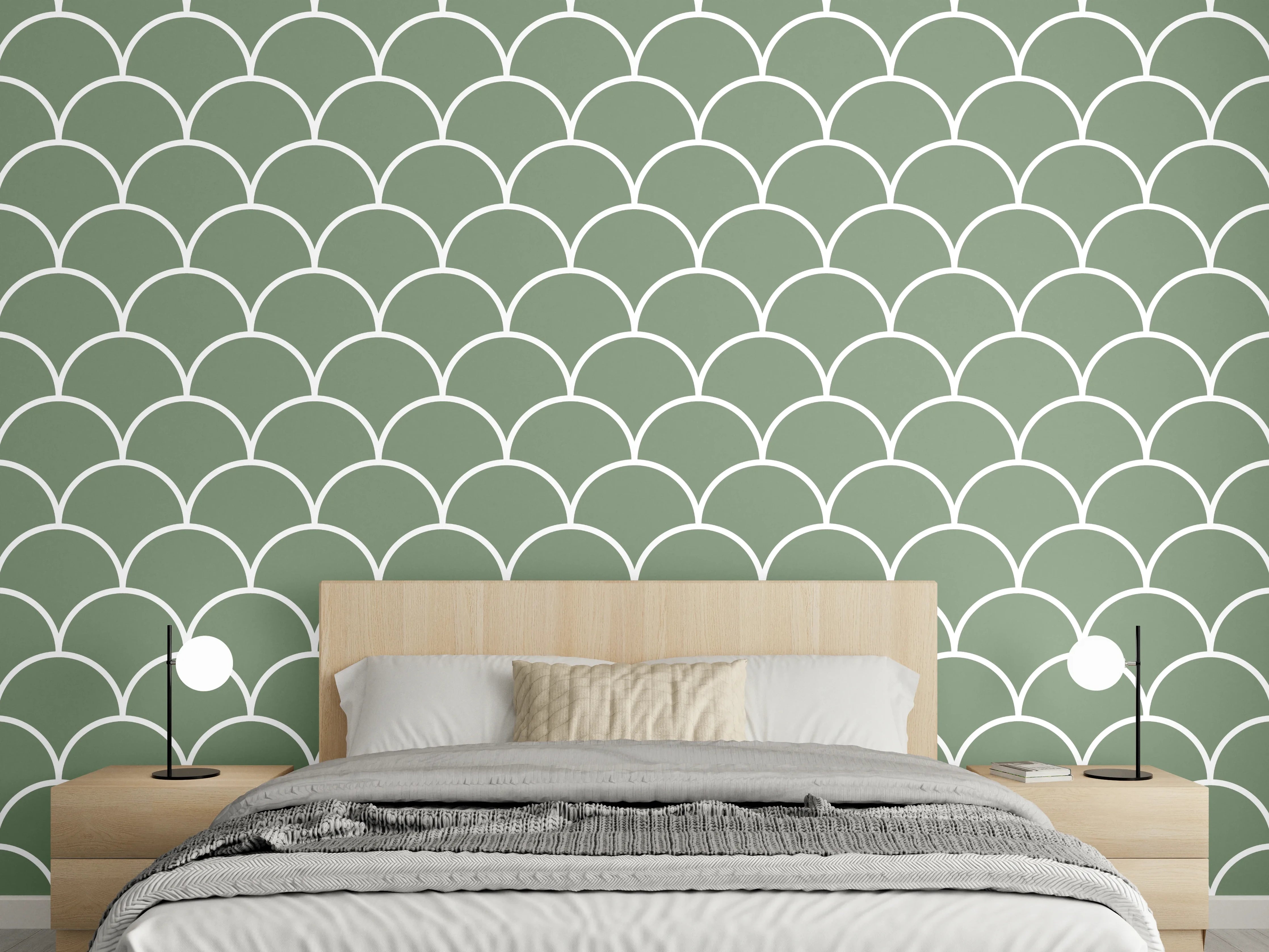 Wandverkleidung Schlafzimmer - Sanfte grüne Meereswellen-Textur