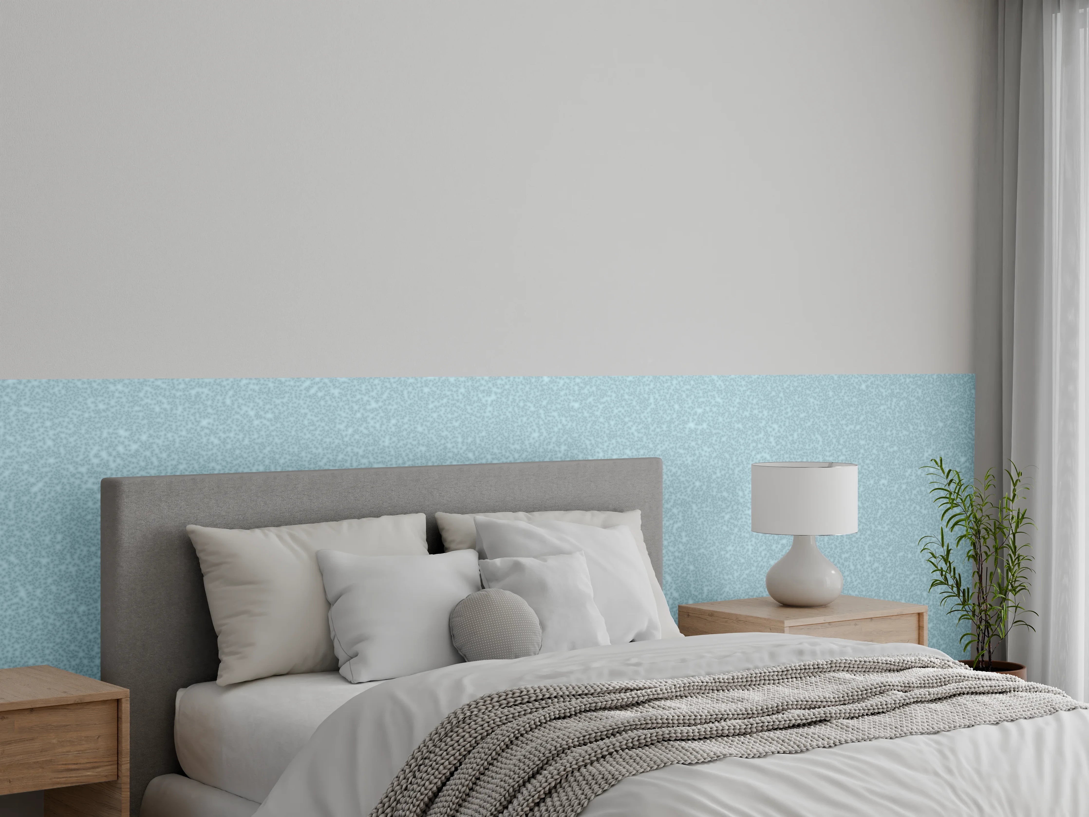 Wandverkleidung Schlafzimmer - Sanfte hellblaue Struktur-Optik