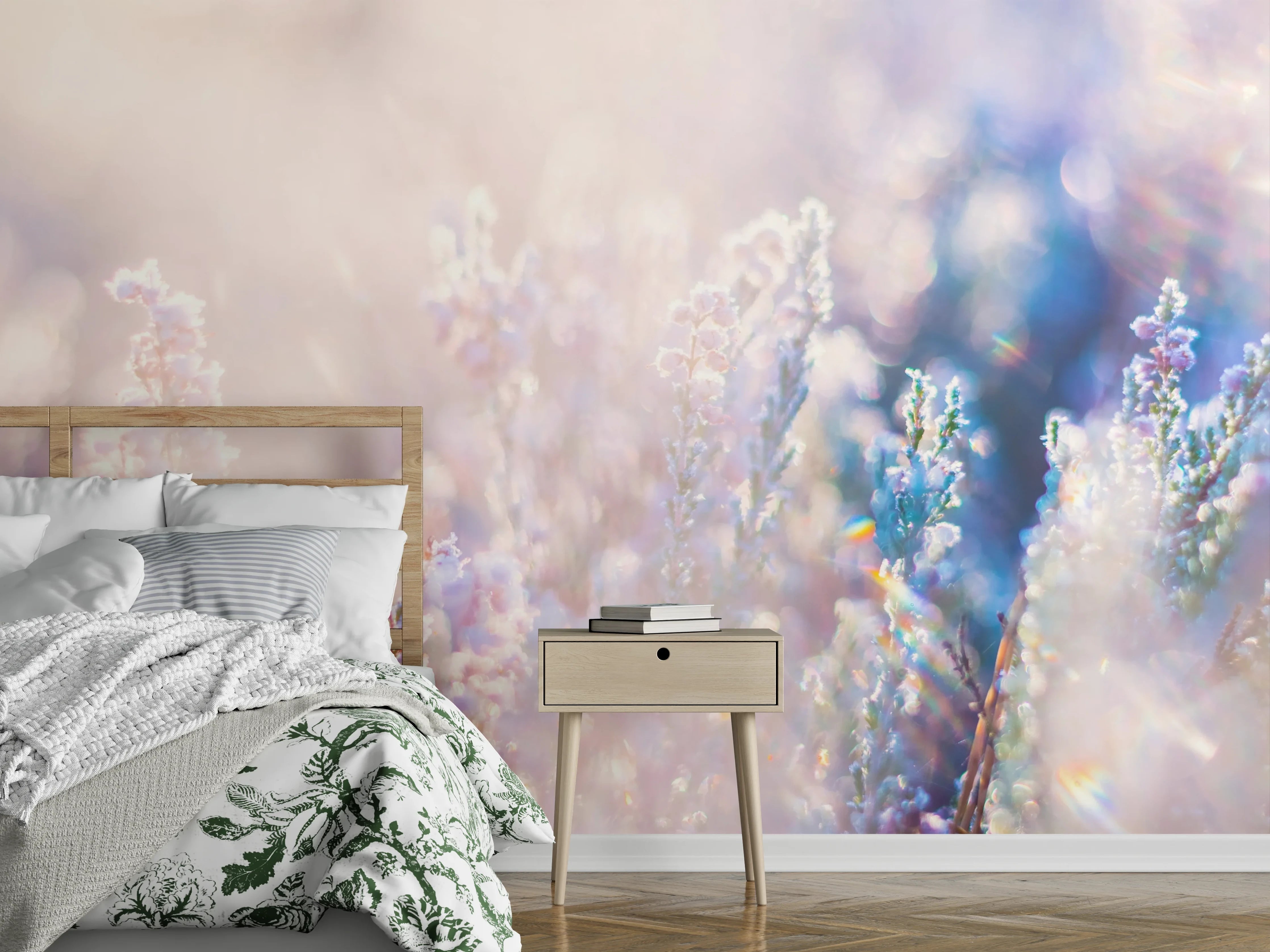 Wandverkleidung Schlafzimmer - Sanfter Lavendeltraum in Pastellfarben