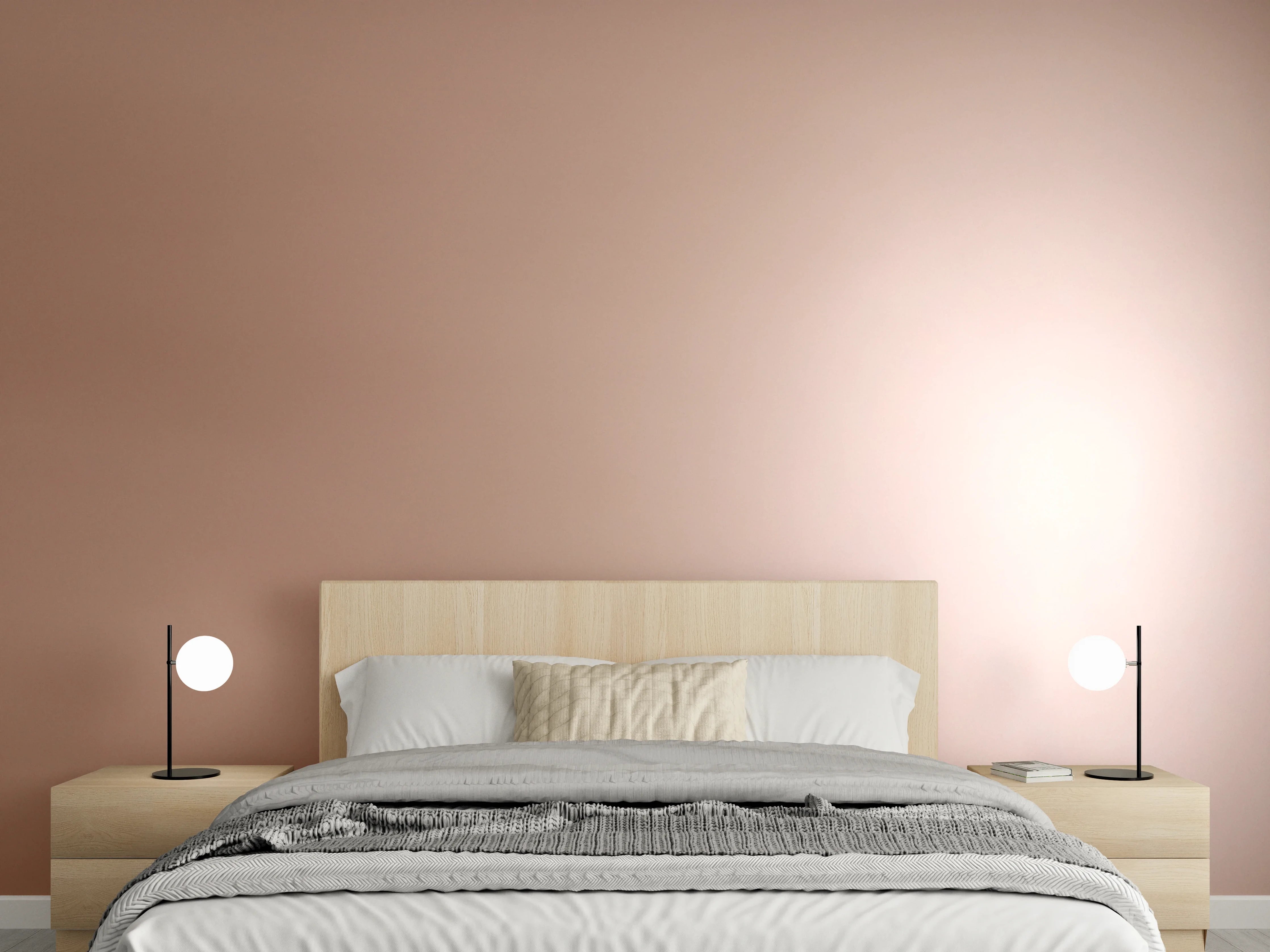 Wandverkleidung Schlafzimmer - Sanftes Beige mit weichem Licht