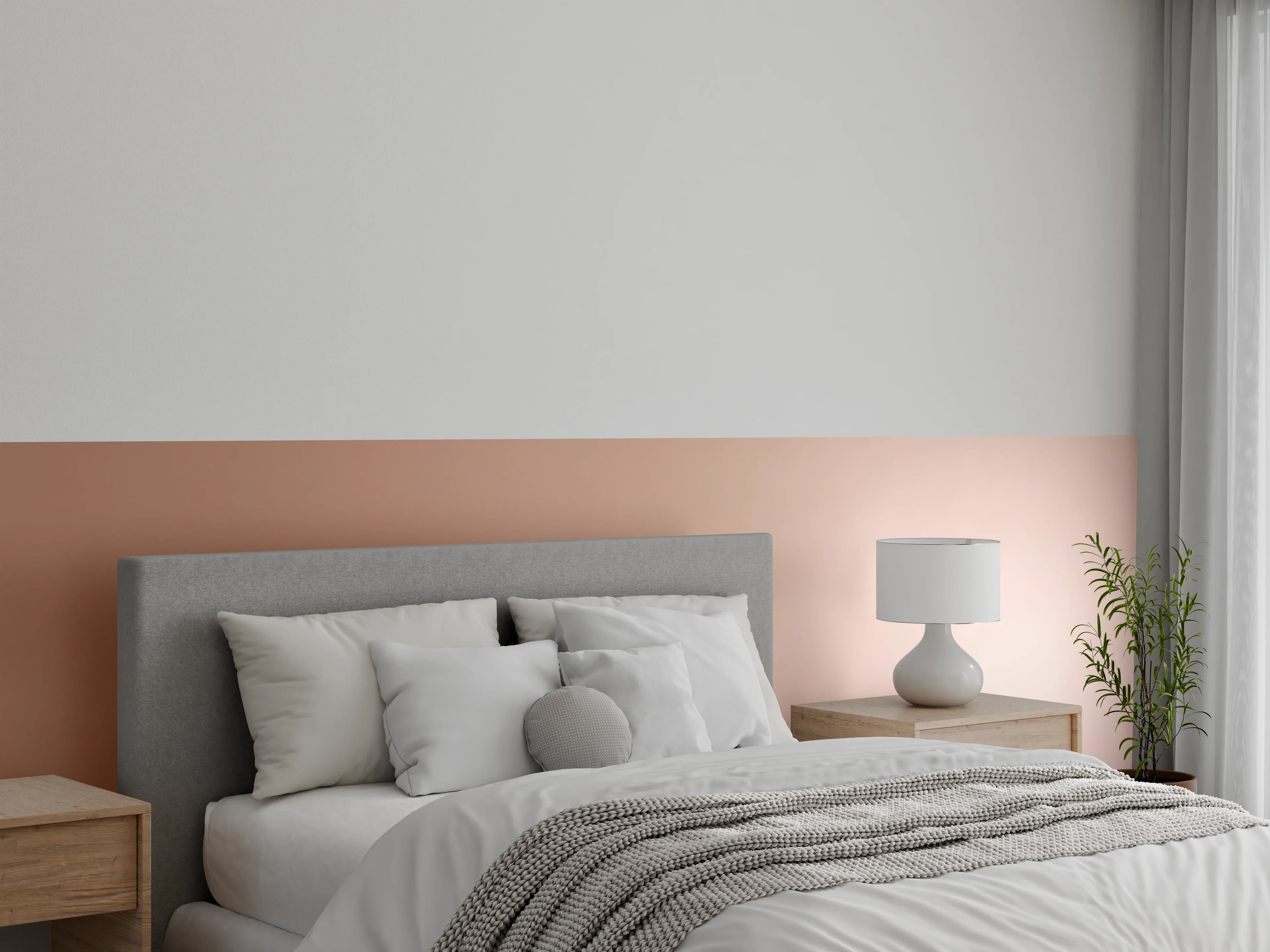 Wandverkleidung Schlafzimmer - Sanftes Beige mit weichem Licht
