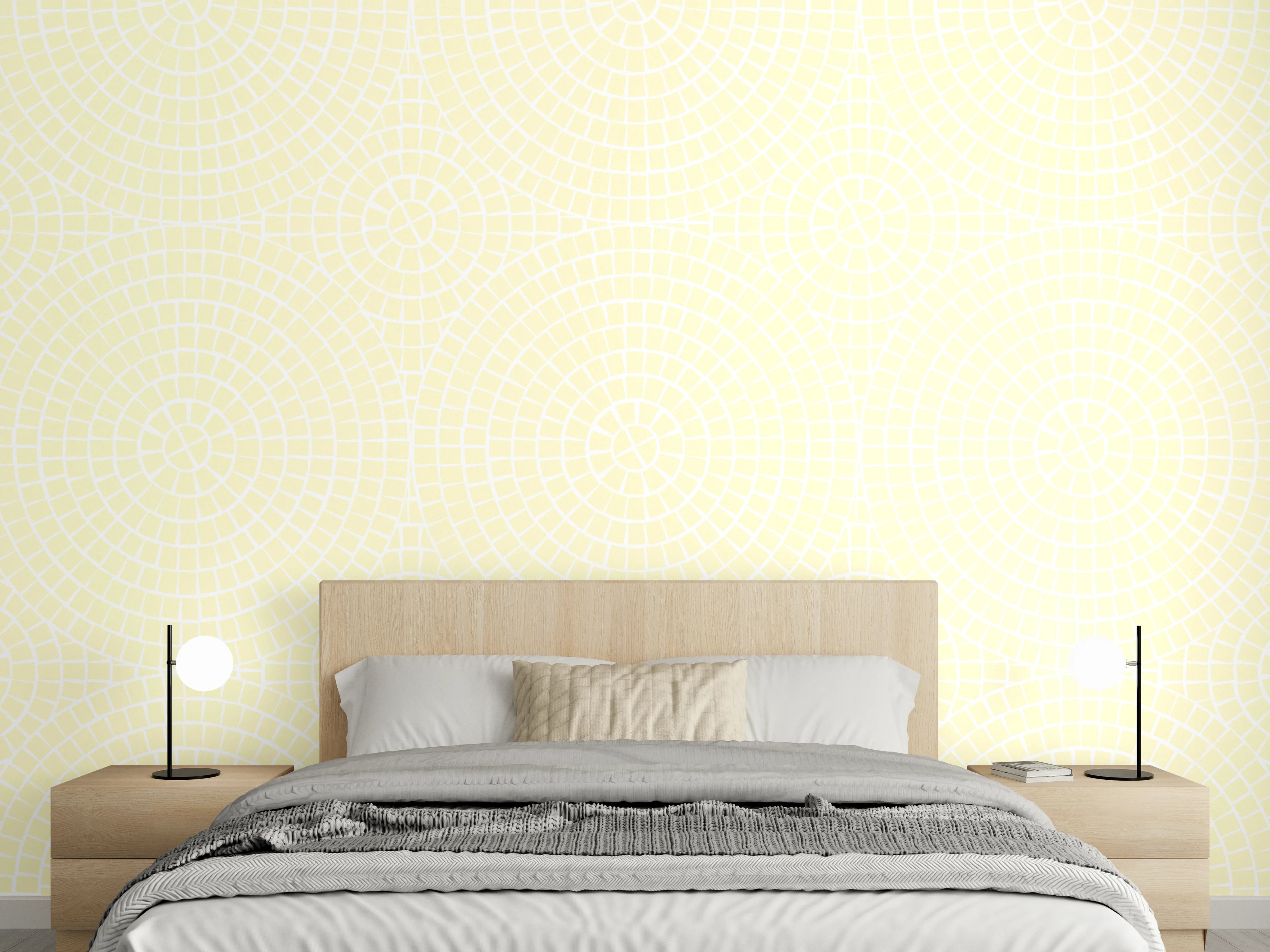 Wandverkleidung Schlafzimmer - Sanftes Kreismuster in Creme-Beige