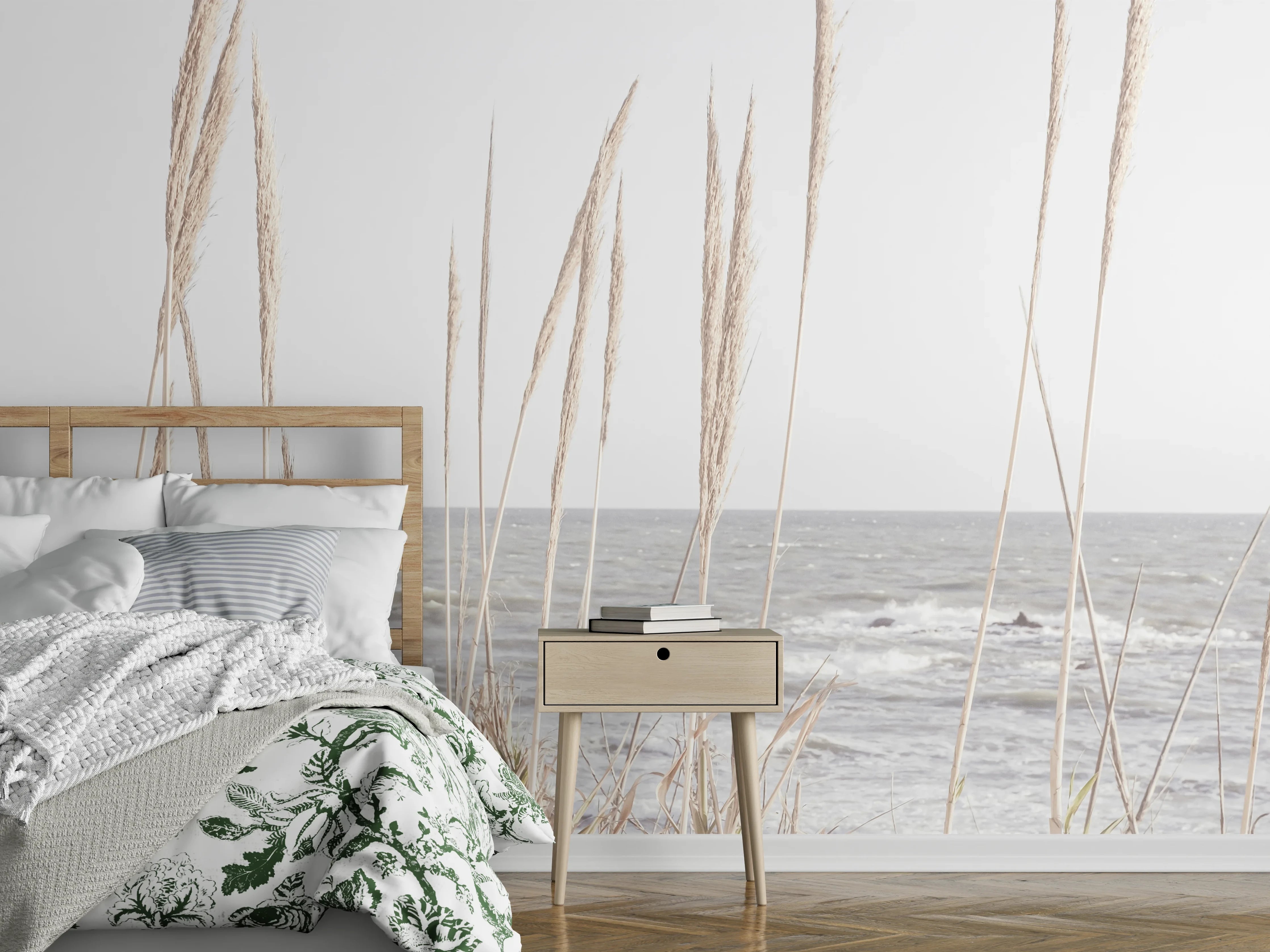 Wandverkleidung Schlafzimmer - Sanftes Küstenbild in hellen Tönen