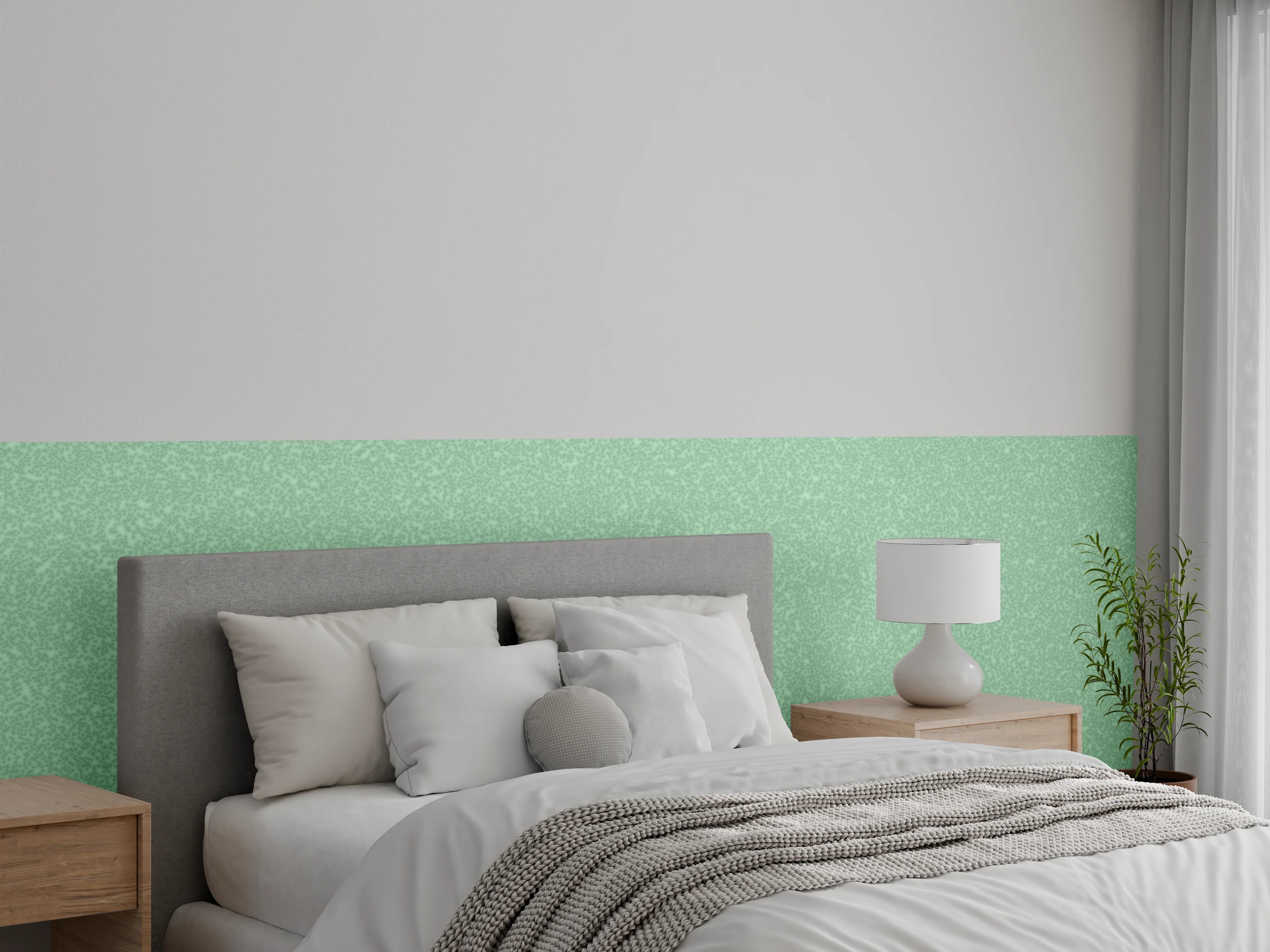 Wandverkleidung Schlafzimmer - Sanftgrünes Wanddesign uni modern
