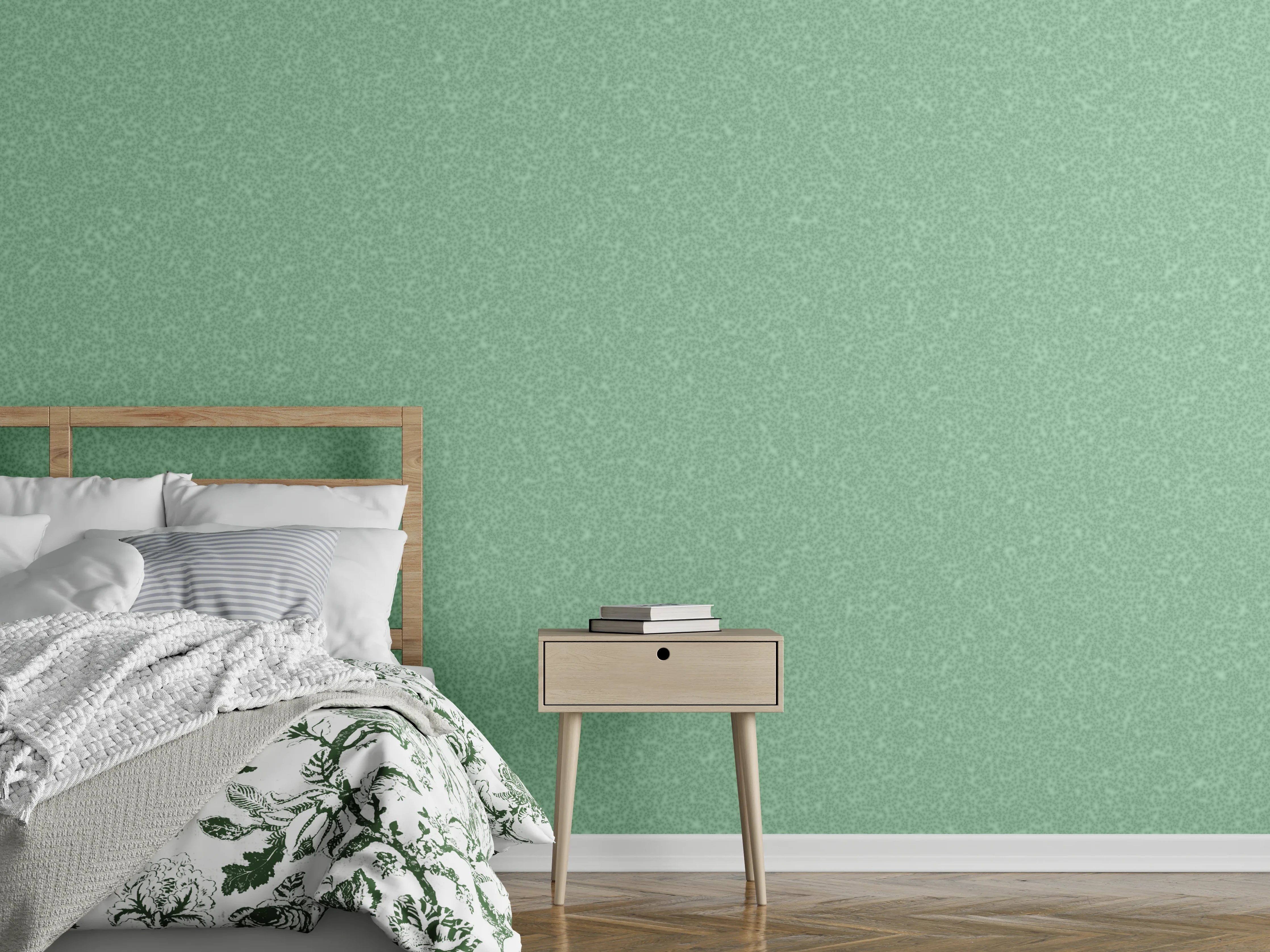 Wandverkleidung Schlafzimmer - Sanftgrünes Wanddesign uni modern