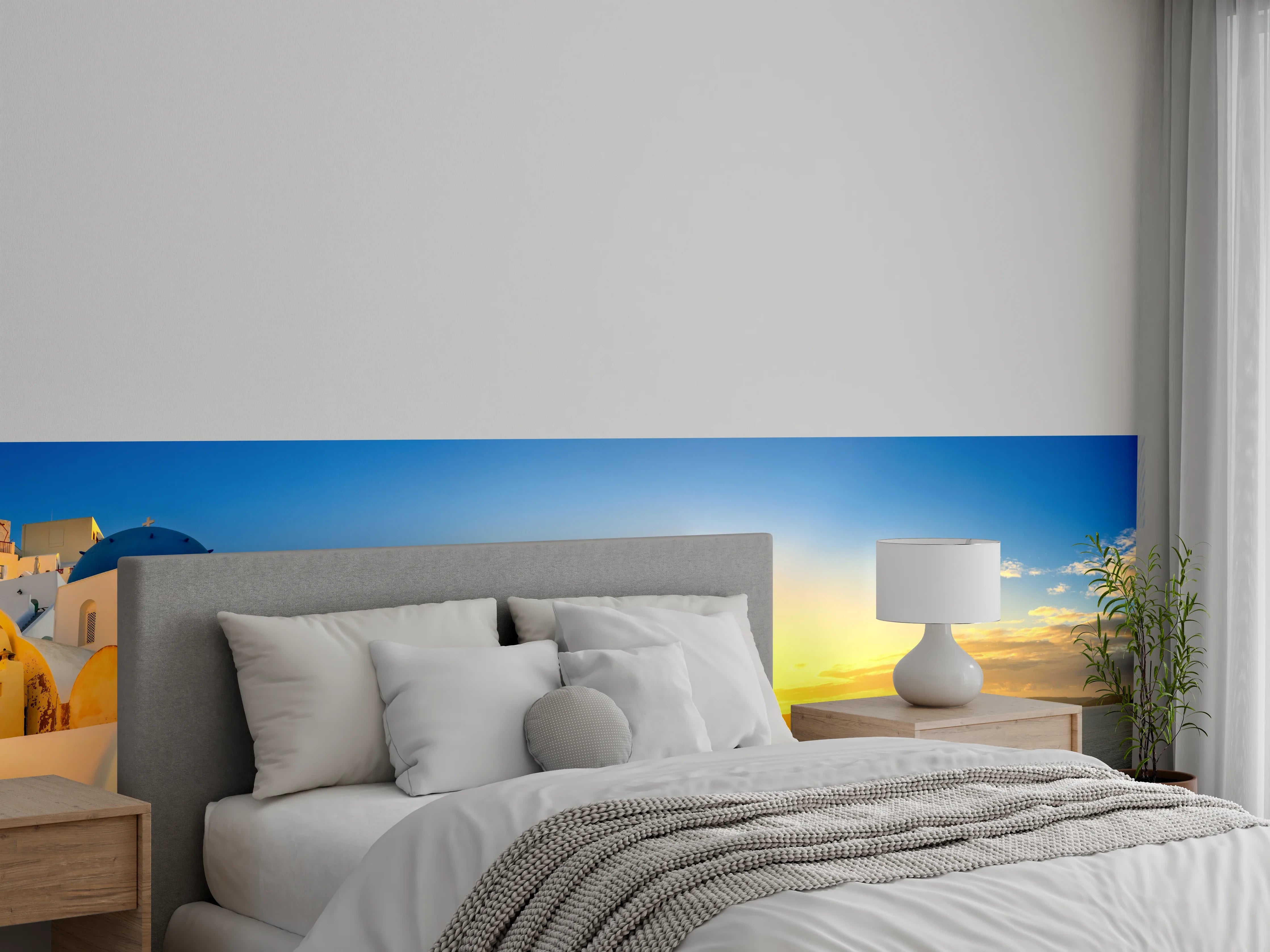 Wandverkleidung Schlafzimmer - Santorini Sonnenuntergang Skyline