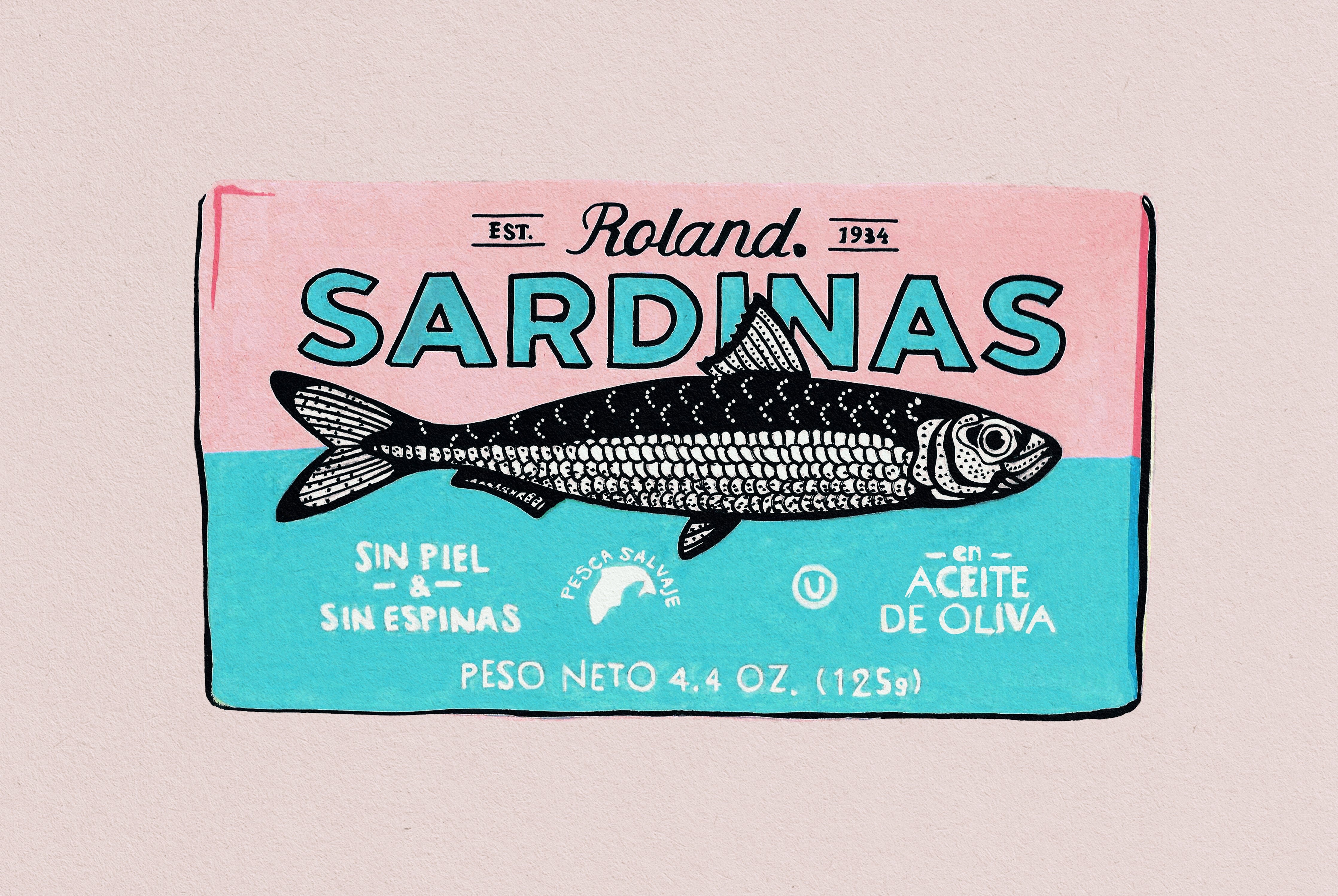 Wandverkleidung Schlafzimmer-Sardinendose Illustration Retro Look