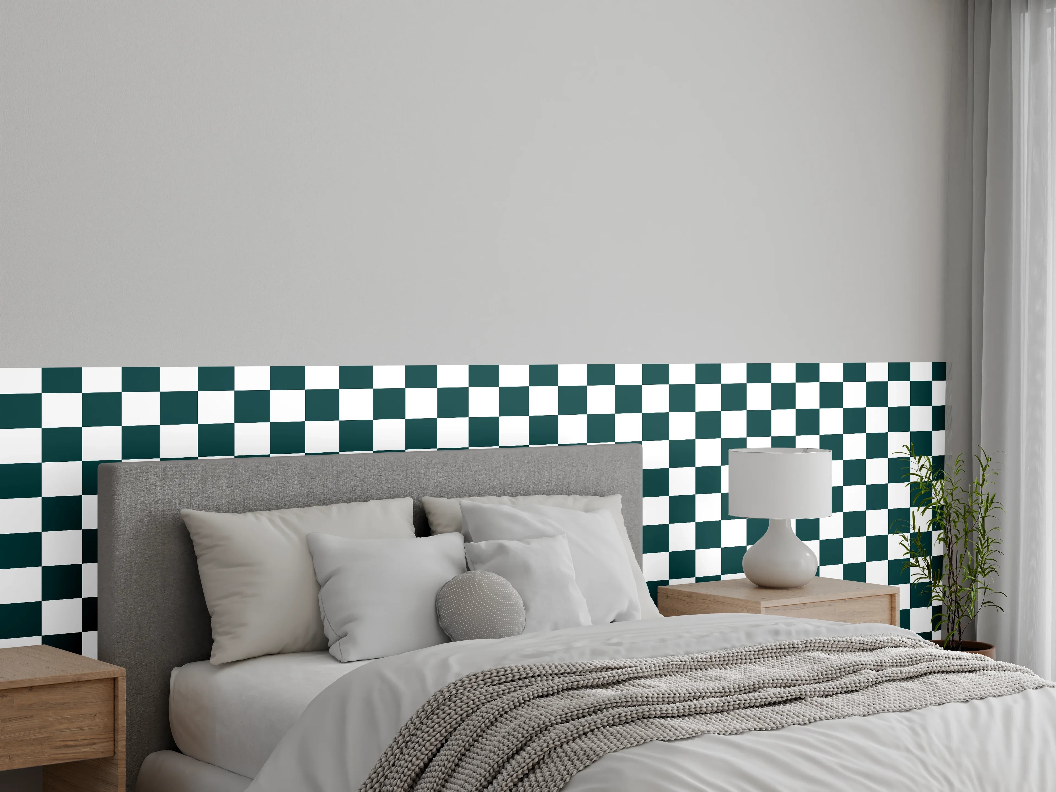 Wandverkleidung Schlafzimmer - Schlichtes Graues Geometrie-Muster