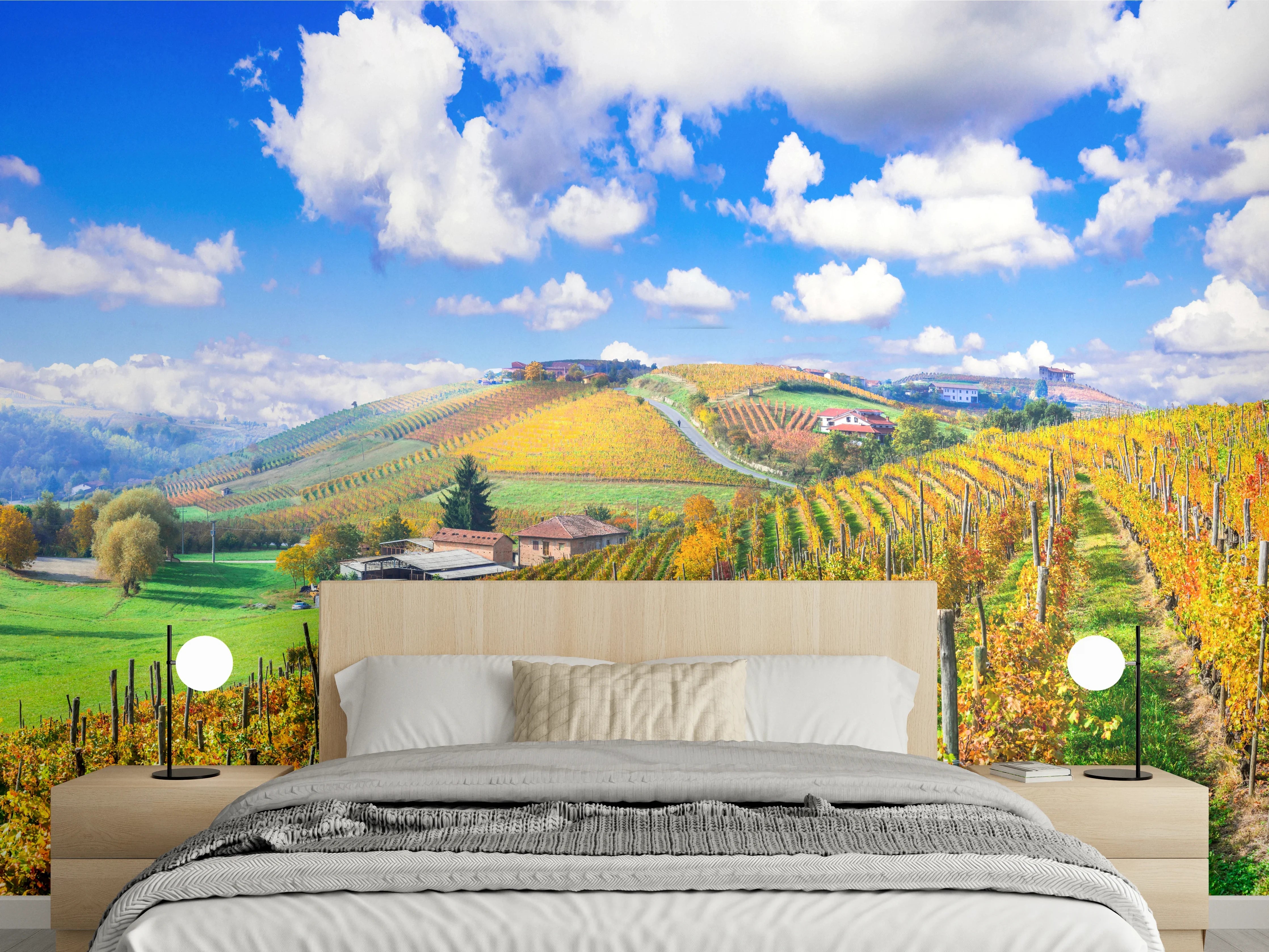 Wandverkleidung Schlafzimmer - Schöne Herbstlandschaft mit Weinbergen - Toskana