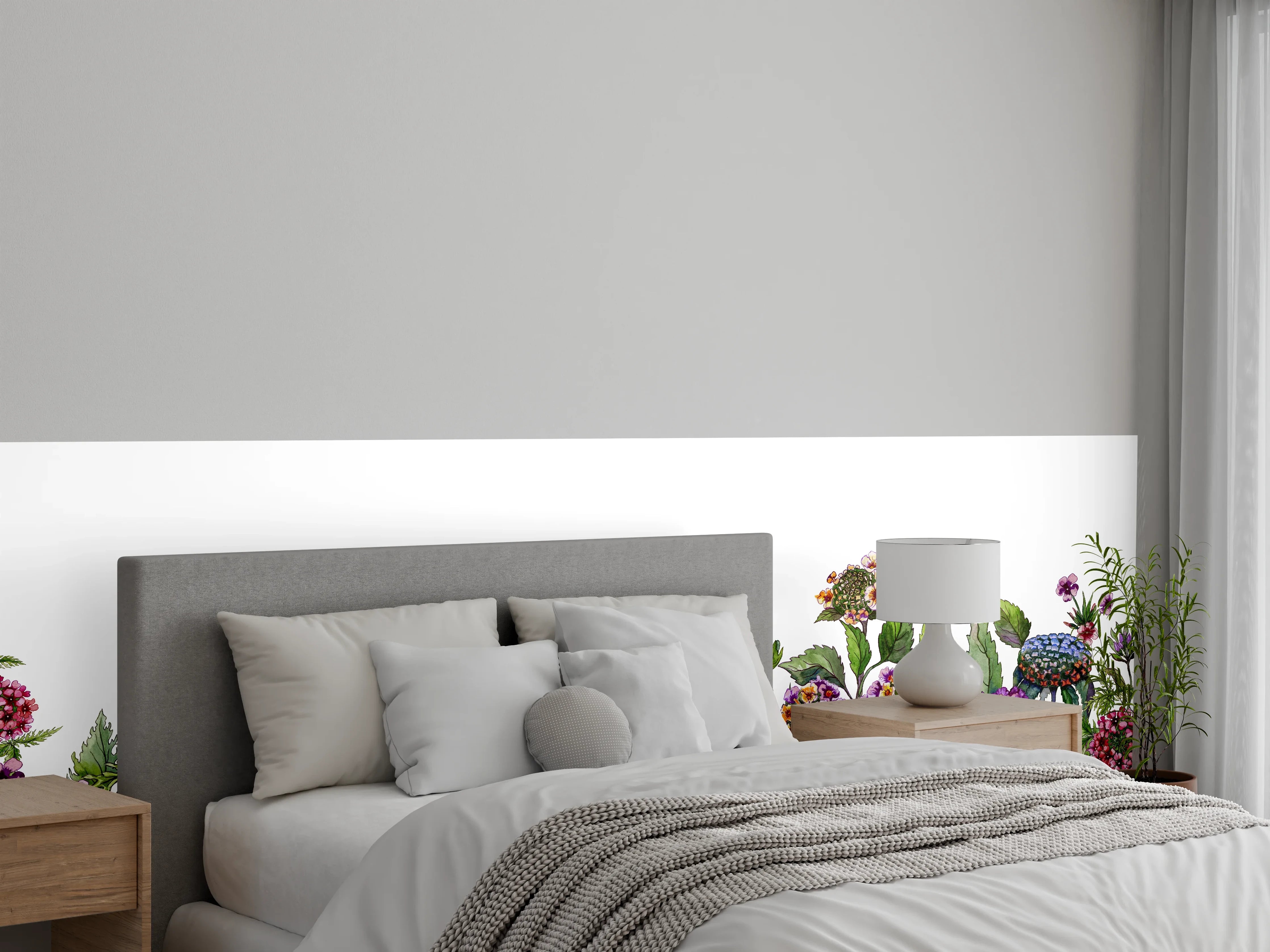 Wandverkleidung Schlafzimmer - Schöne Lantana-Blüten mit grünem Blätter