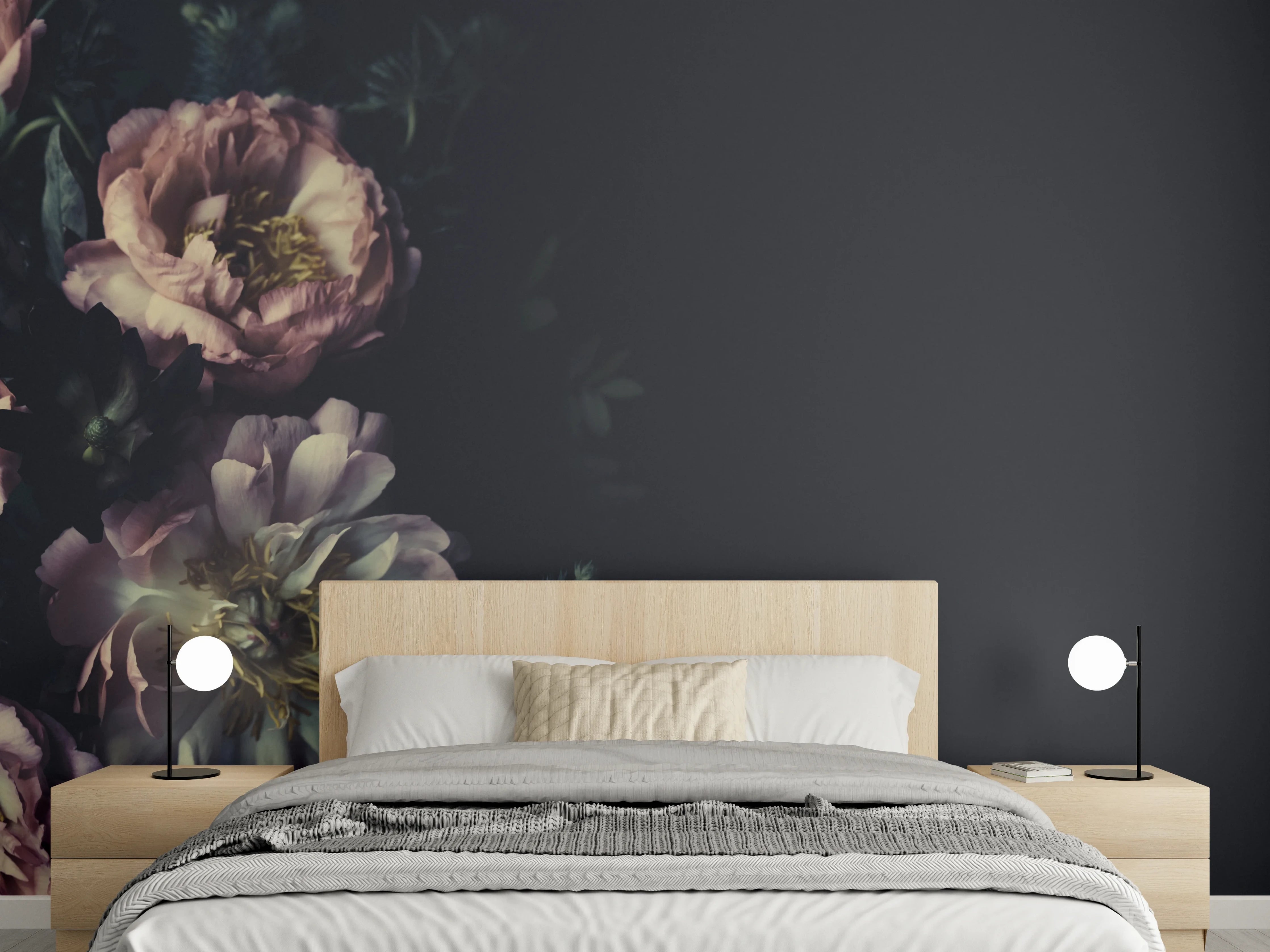 Wandverkleidung Schlafzimmer - Schöne Vintage Pfingstrosen