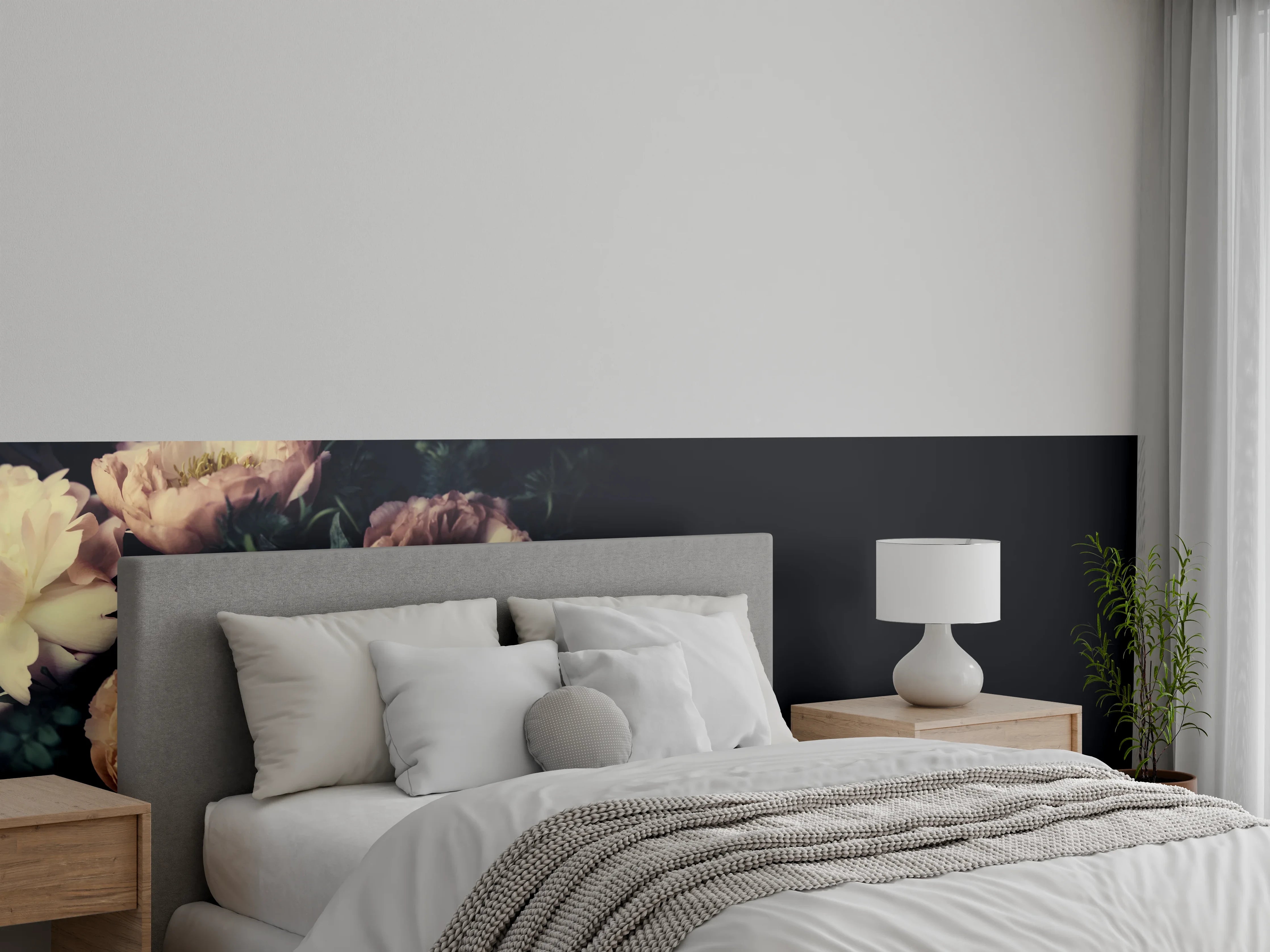 Wandverkleidung Schlafzimmer - Schöne Vintage Pfingstrosen