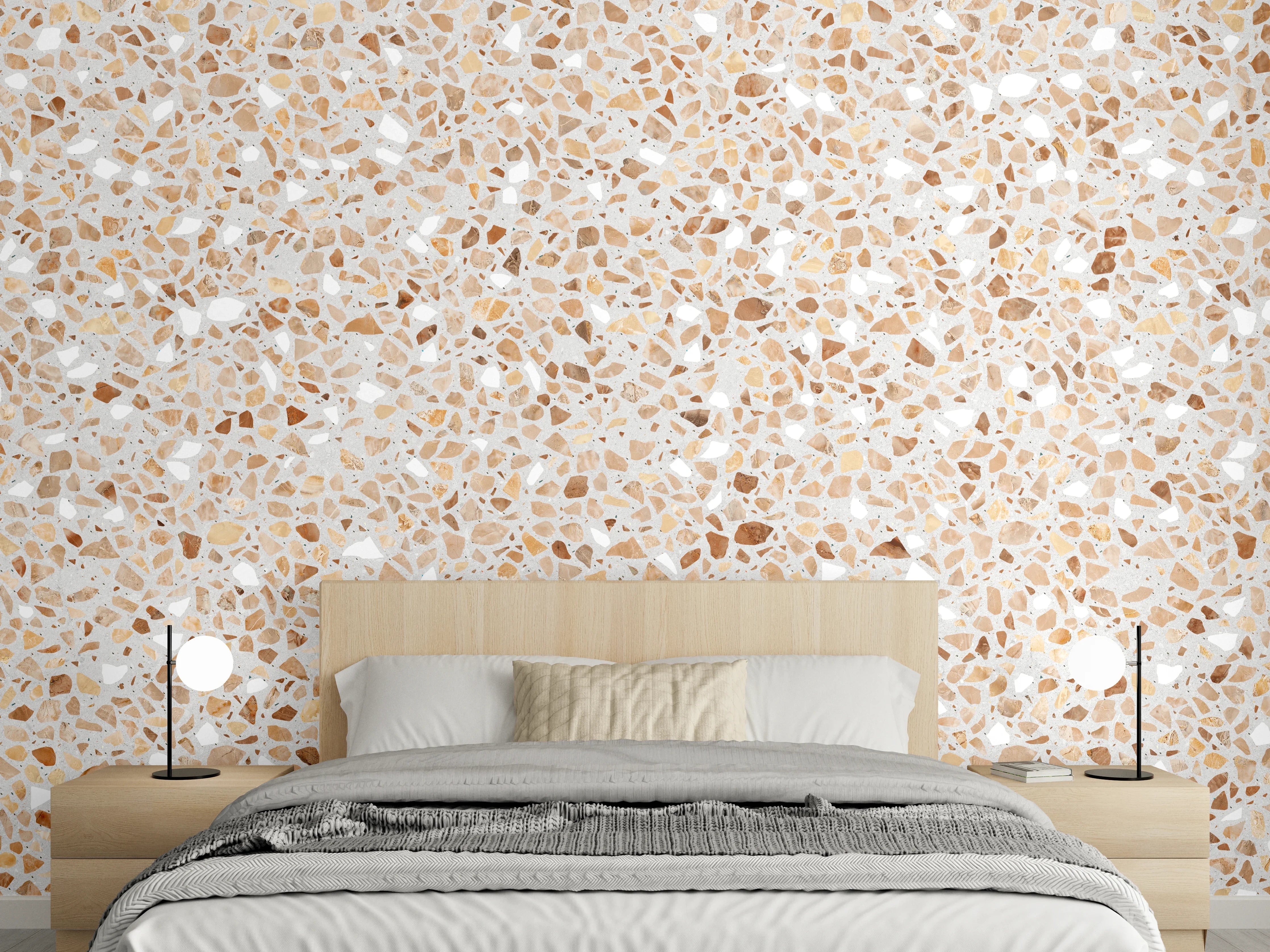 Wandverkleidung Schlafzimmer - Schöne beige Terrazzo Stein Textur