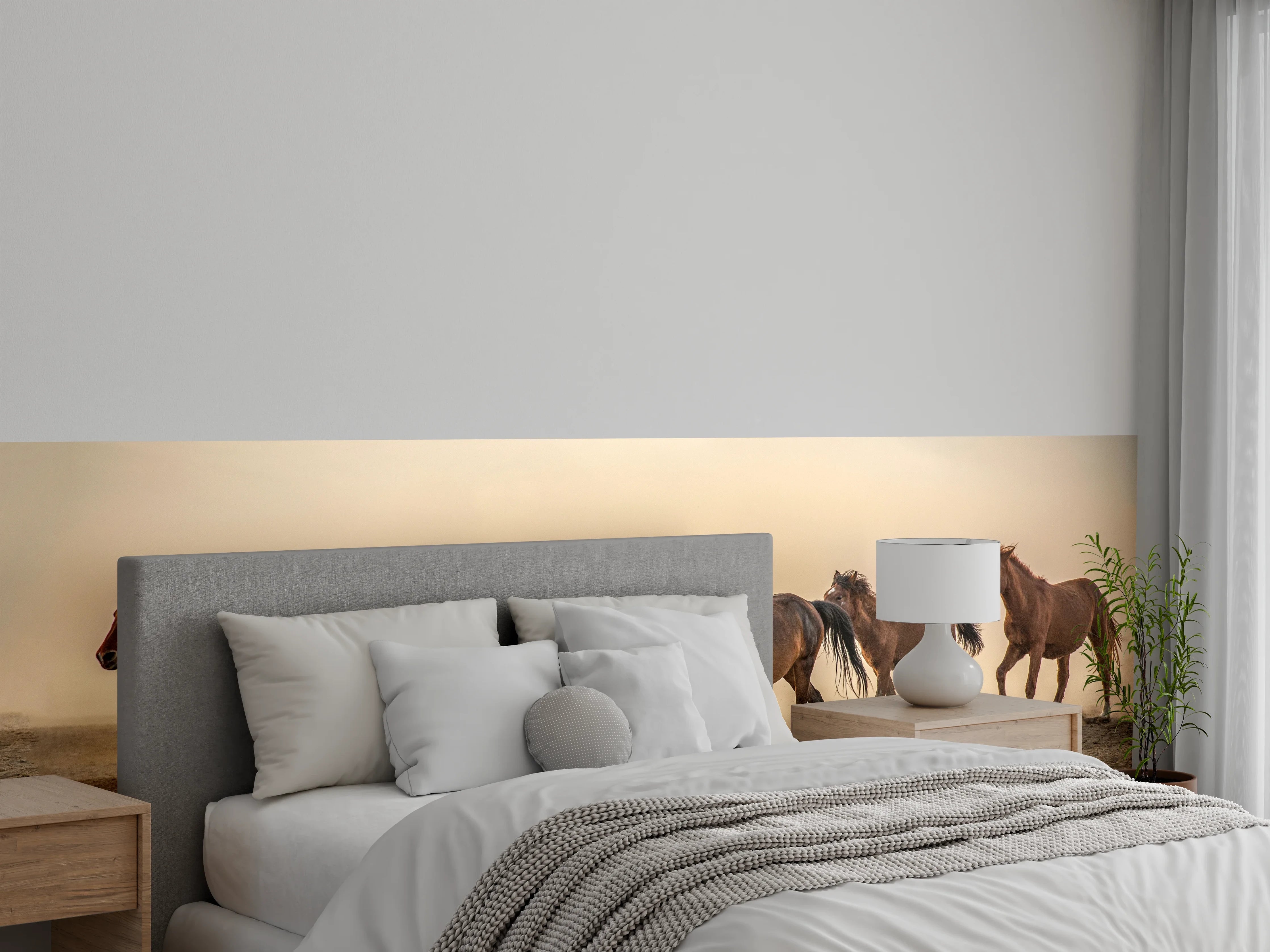 Wandverkleidung Schlafzimmer - Schöne galoppierende Pferdeherde