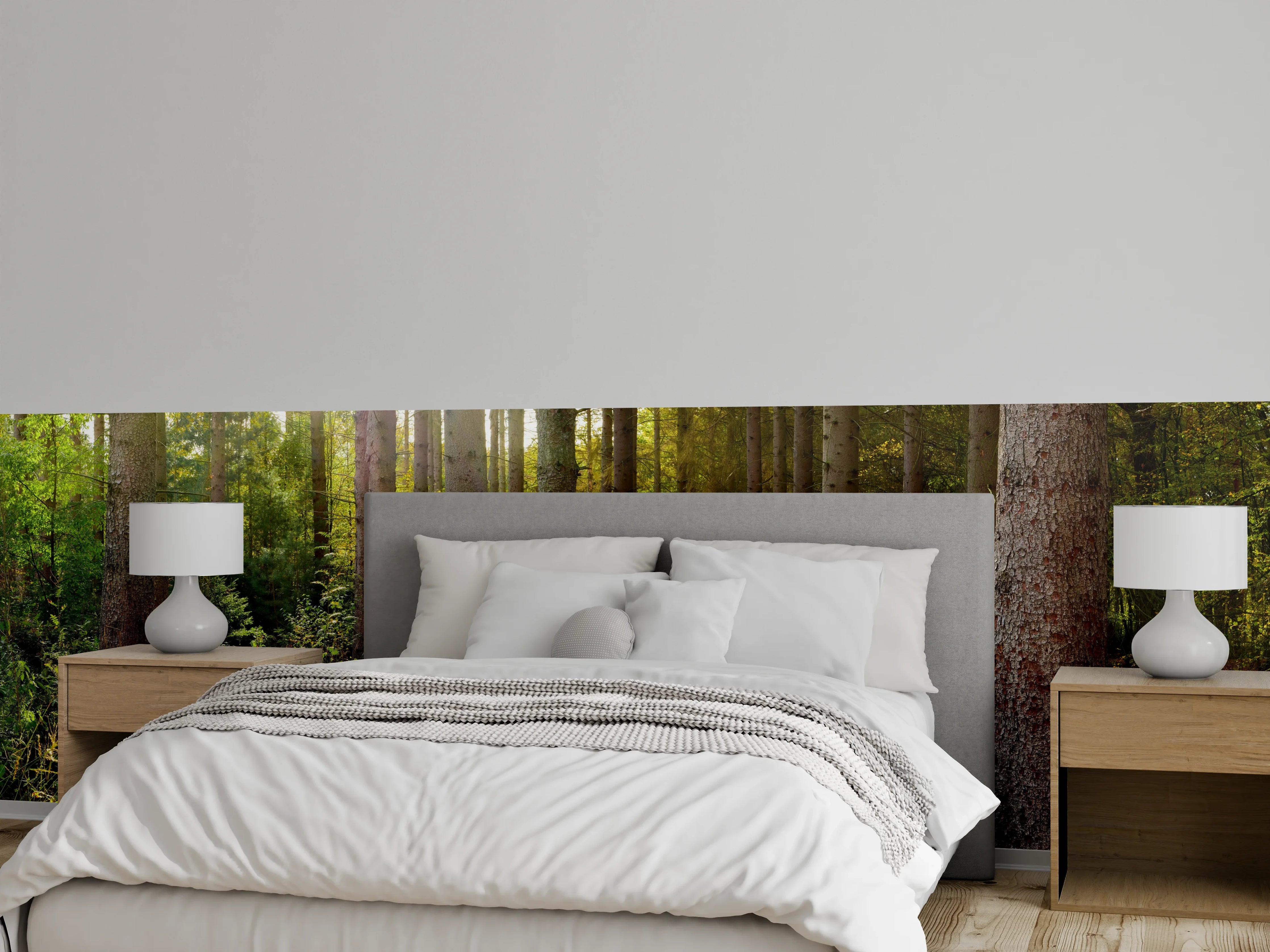 Wandverkleidung Schlafzimmer - Schöner Fichtenwald im Herbst