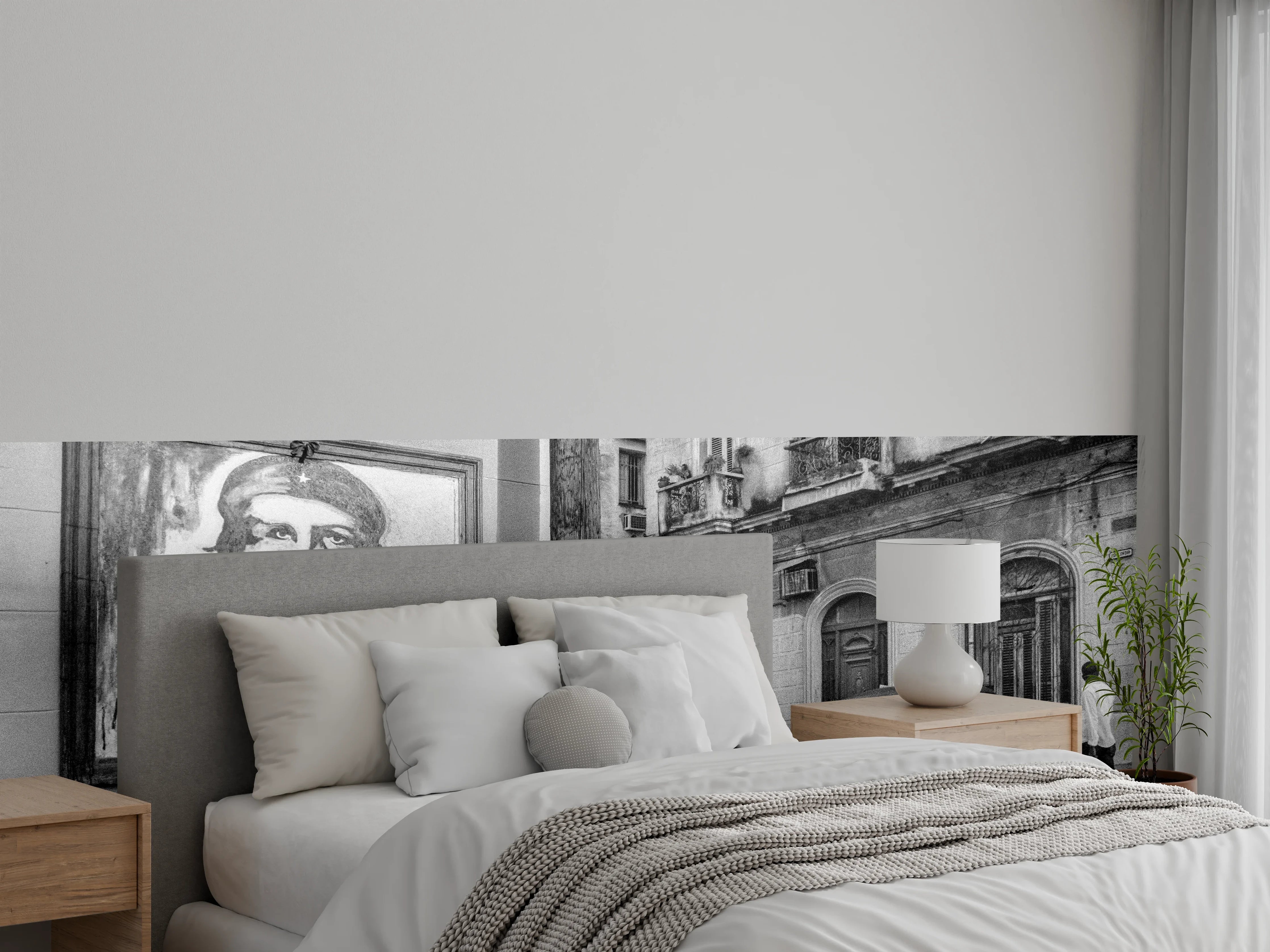 Wandverkleidung Schlafzimmer - Schwarz - weißes Stadtbild