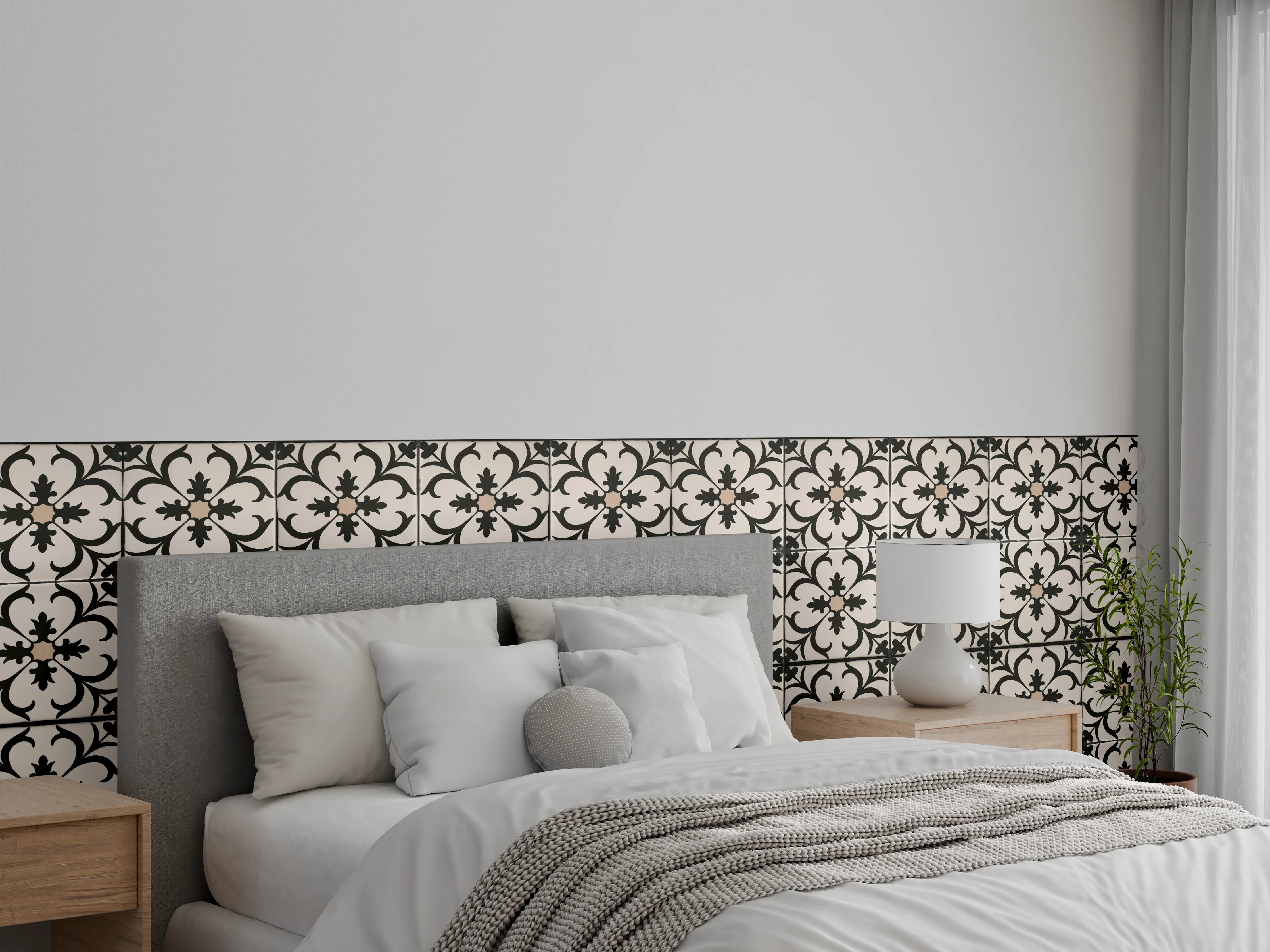 Wandverkleidung Schlafzimmer - Schwarz Braun Vintage Mosaik