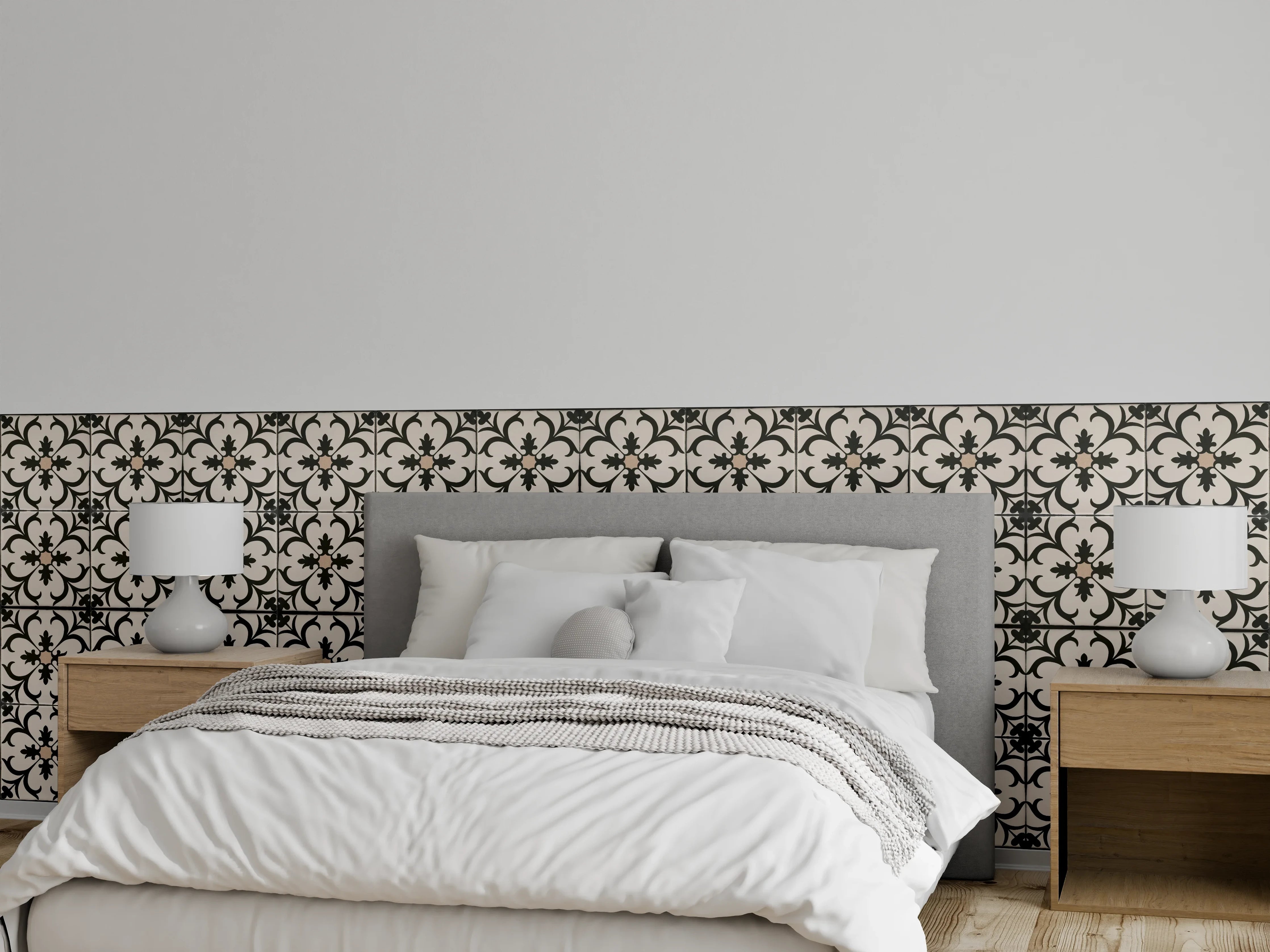 Wandverkleidung Schlafzimmer - Schwarz Braun Vintage Mosaik