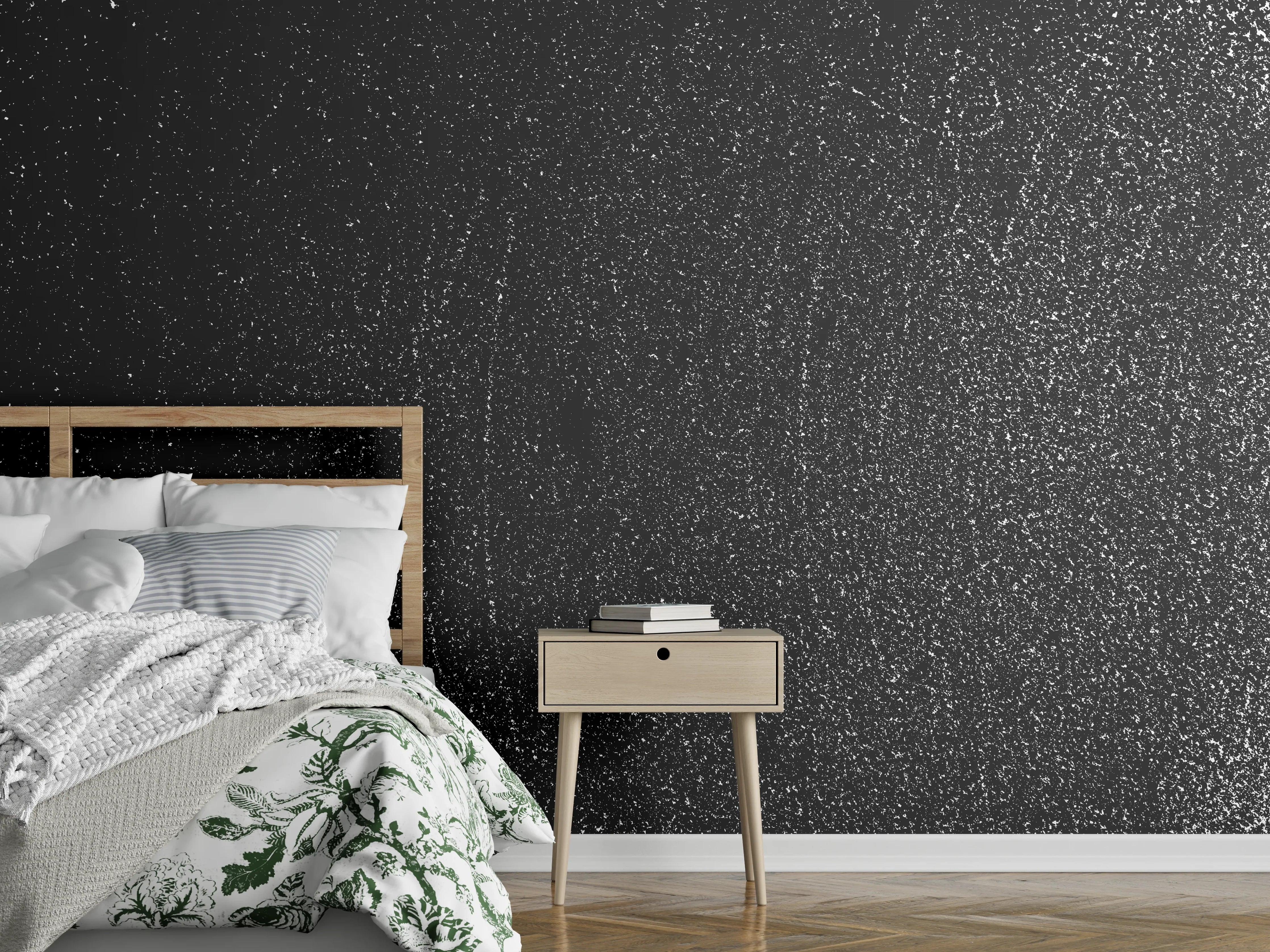 Wandverkleidung Schlafzimmer - Schwarz-Graue Textur mit feinem Muster