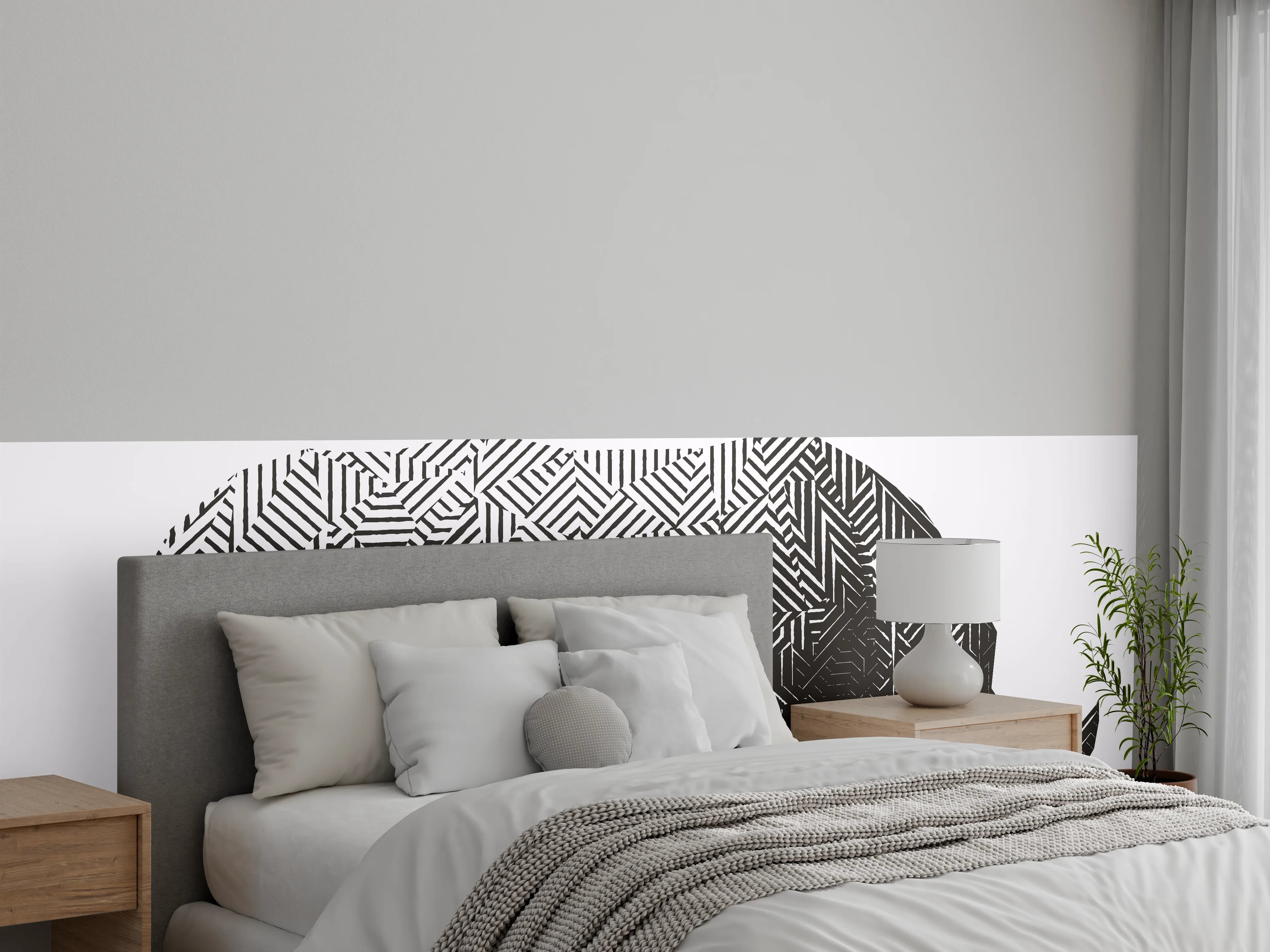 Wandverkleidung Schlafzimmer - Schwarz-Weiß Grafik Nashorn