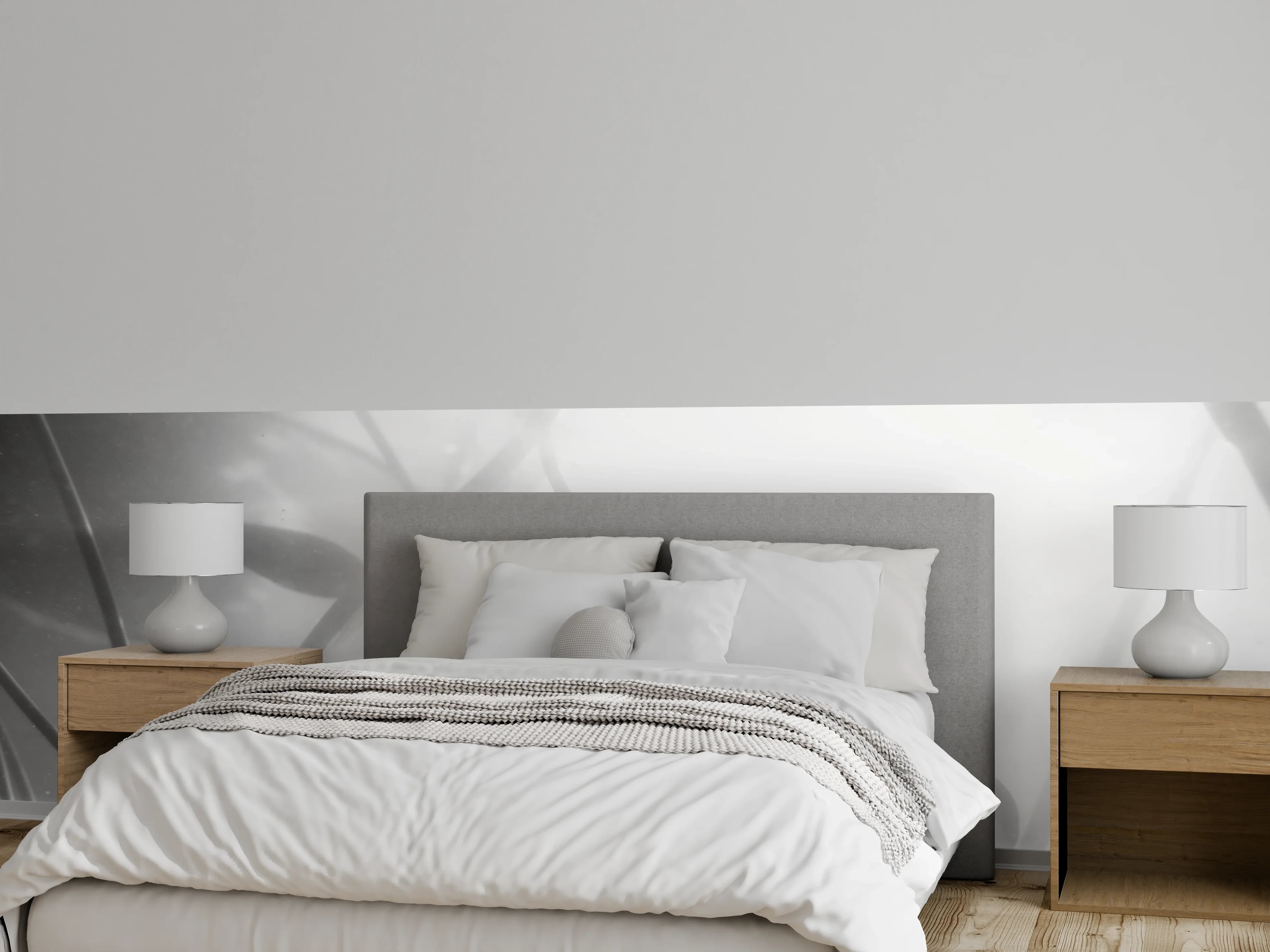 Wandverkleidung Schlafzimmer - Schwarz-Weiß Pflanzen-Silhouette Fotografie
