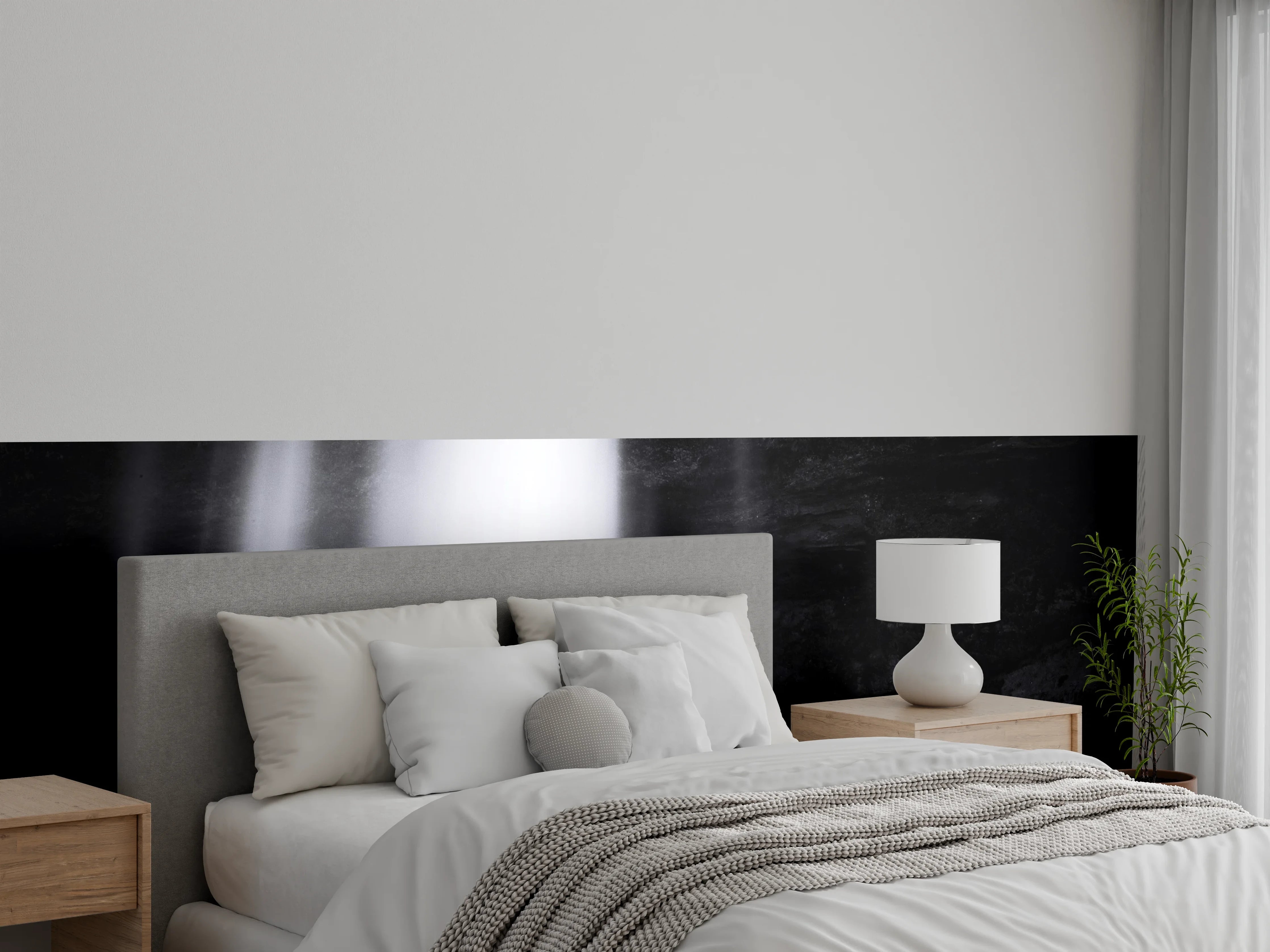 Wandverkleidung Schlafzimmer - Schwarz-Weiß Wasserfall Kunstfoto