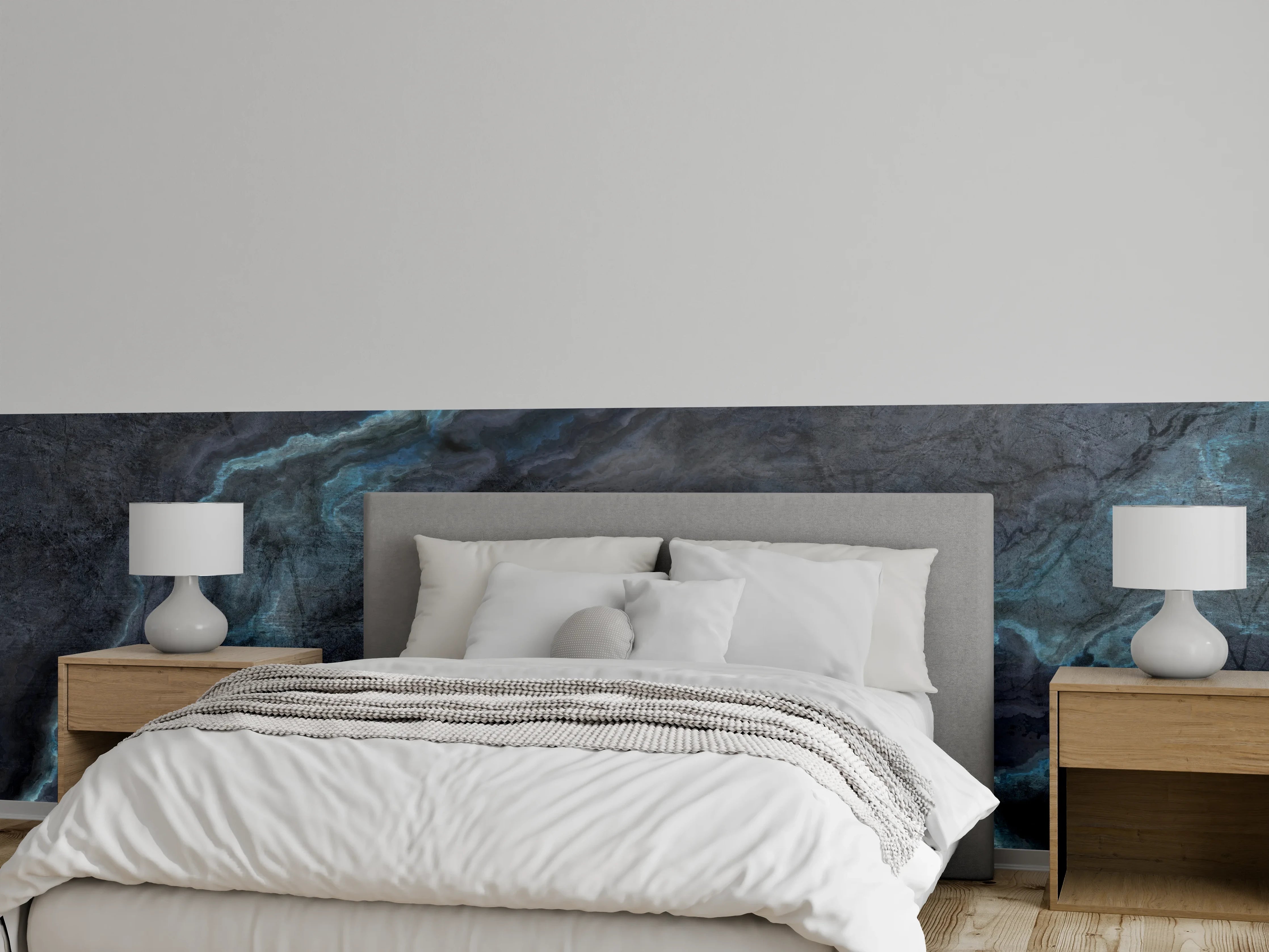 Wandverkleidung Schlafzimmer - Schwarz-blauer Steinhintergrund