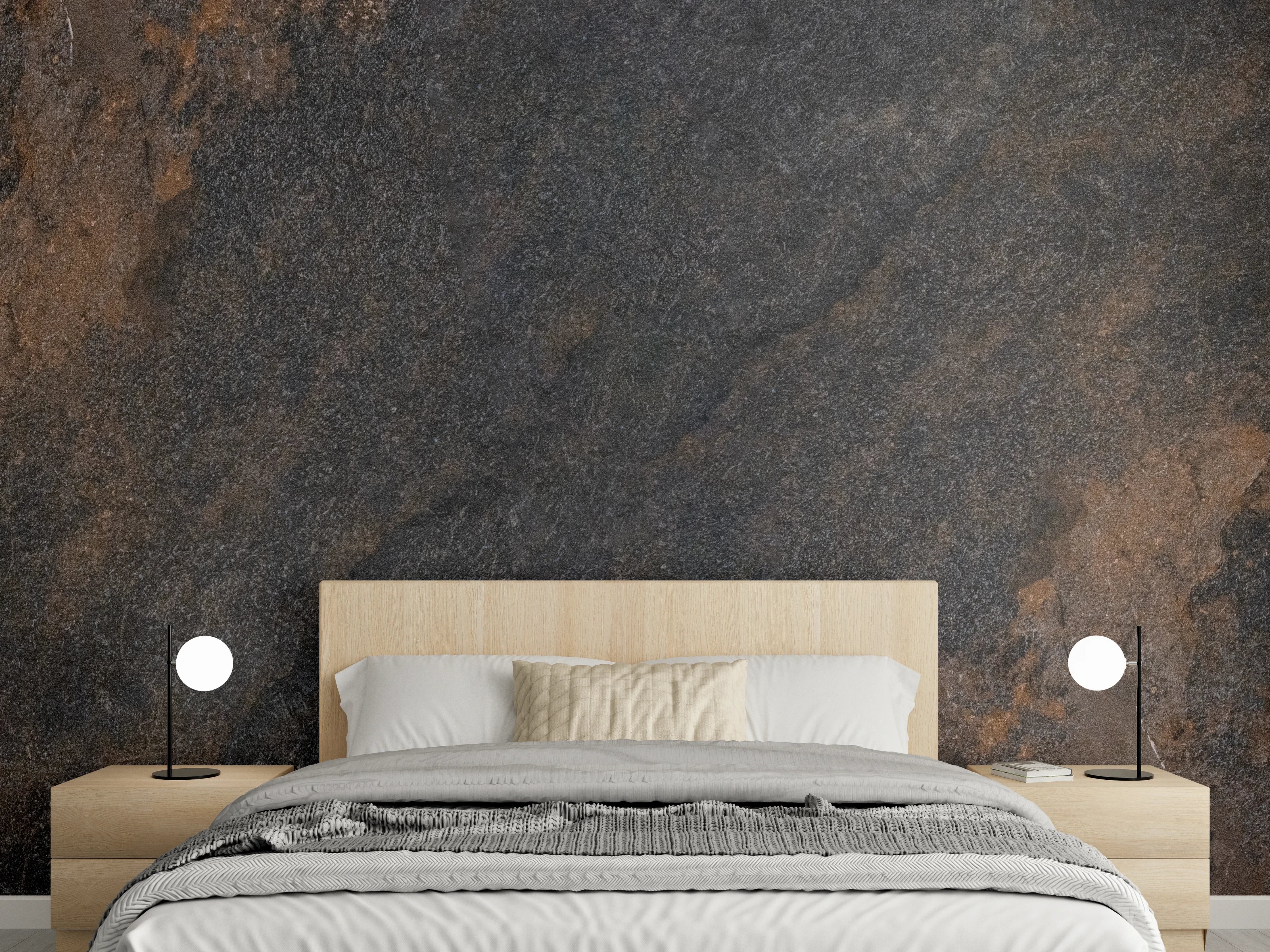 Wandverkleidung Schlafzimmer - Schwarz braun rostigen Stein Fliesen