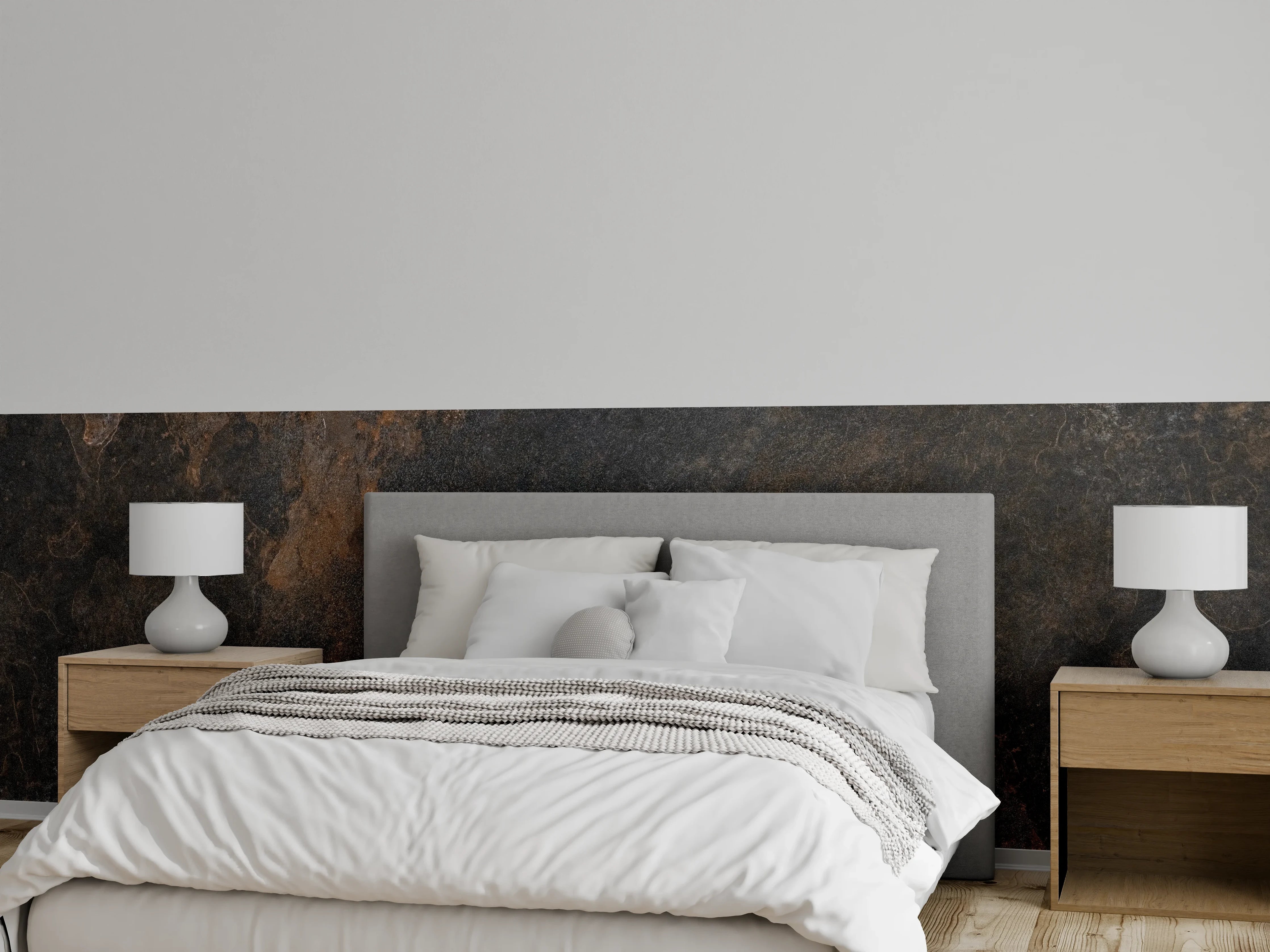 Wandverkleidung Schlafzimmer - Schwarz braun rostigen Stein Fliesen