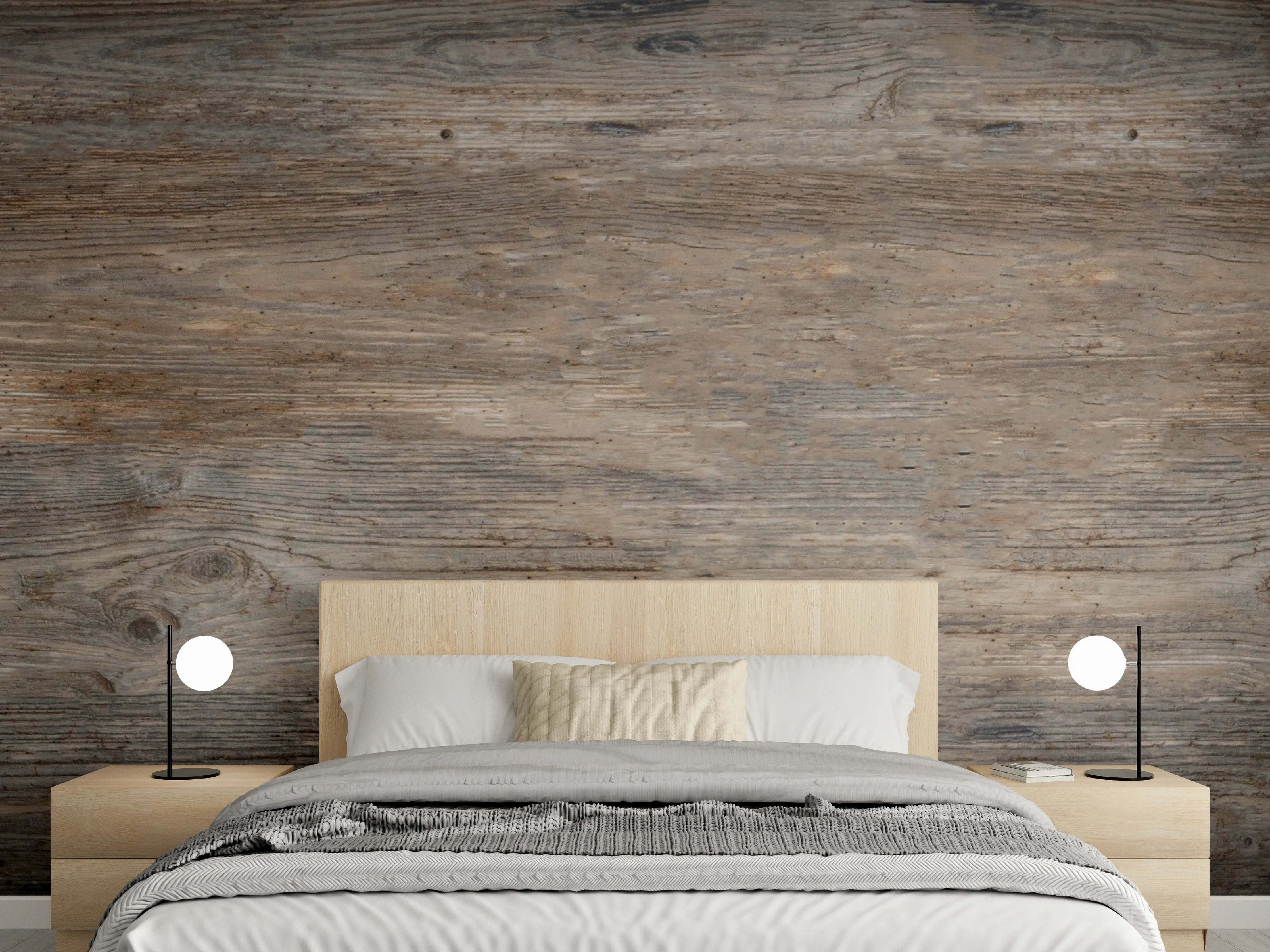 Wandverkleidung Schlafzimmer - Schwarz-braune Holzplatte