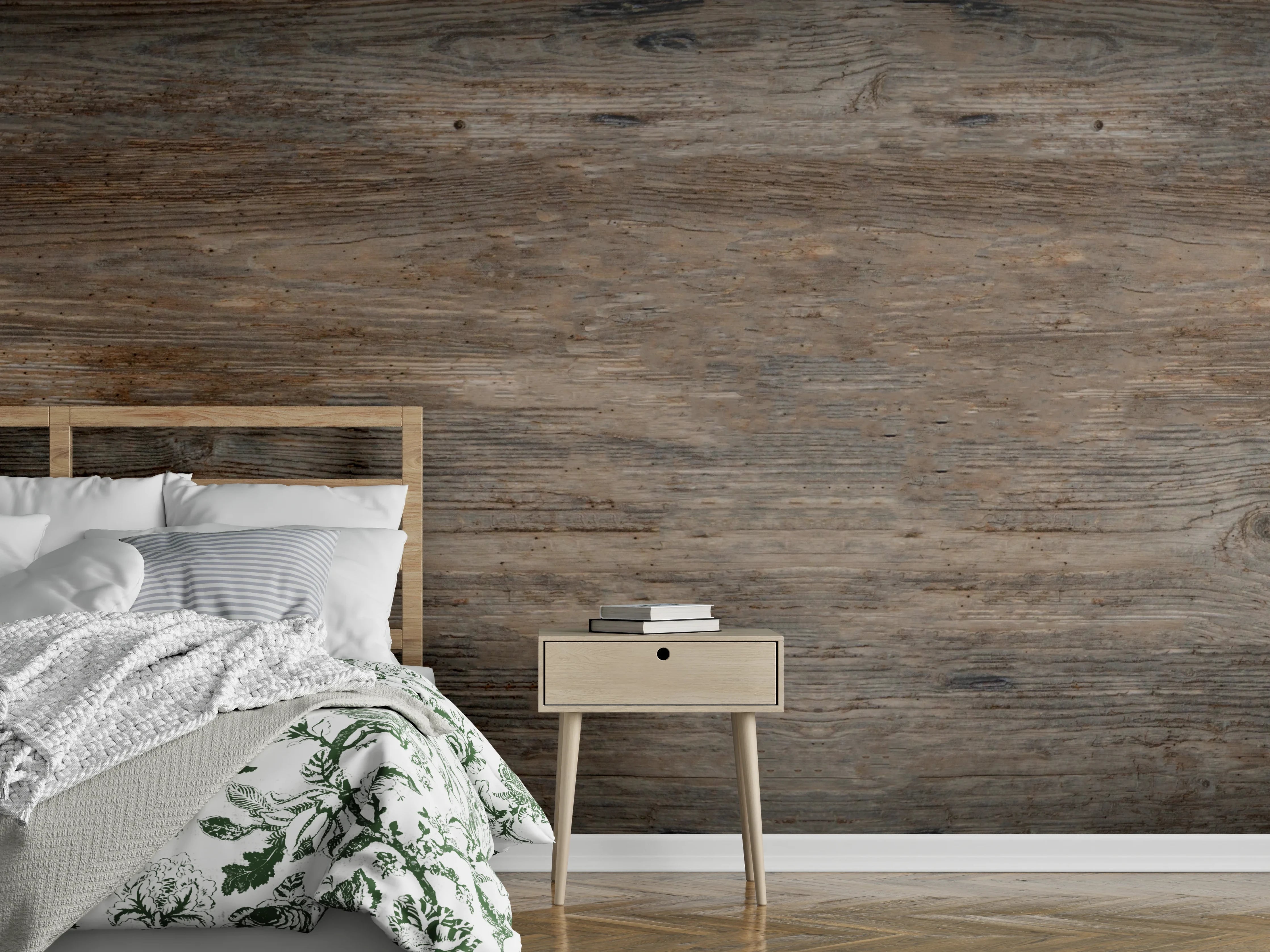 Wandverkleidung Schlafzimmer - Schwarz-braune Holzplatte