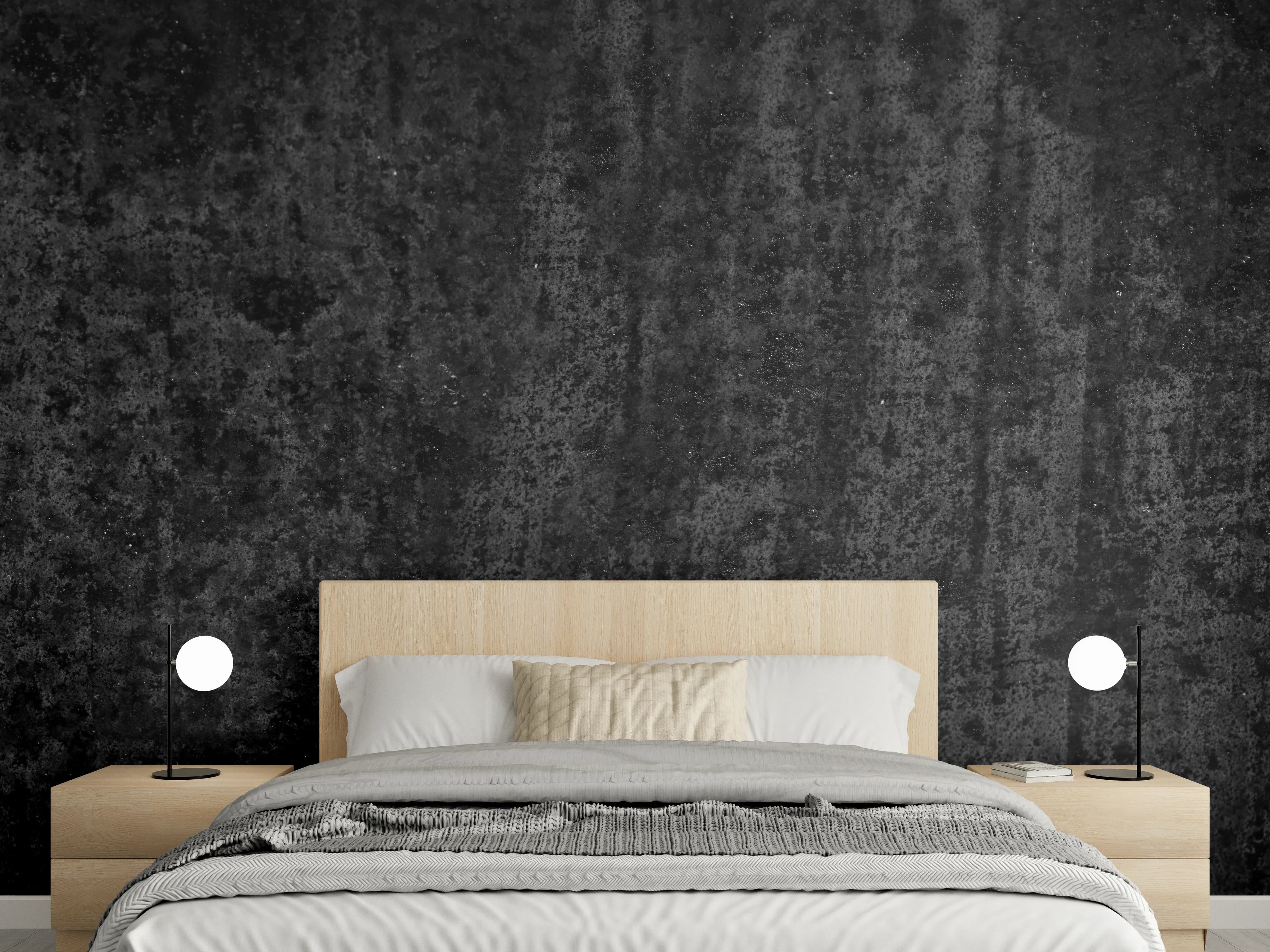 Wandverkleidung Schlafzimmer - Schwarz-graue Rosttextur