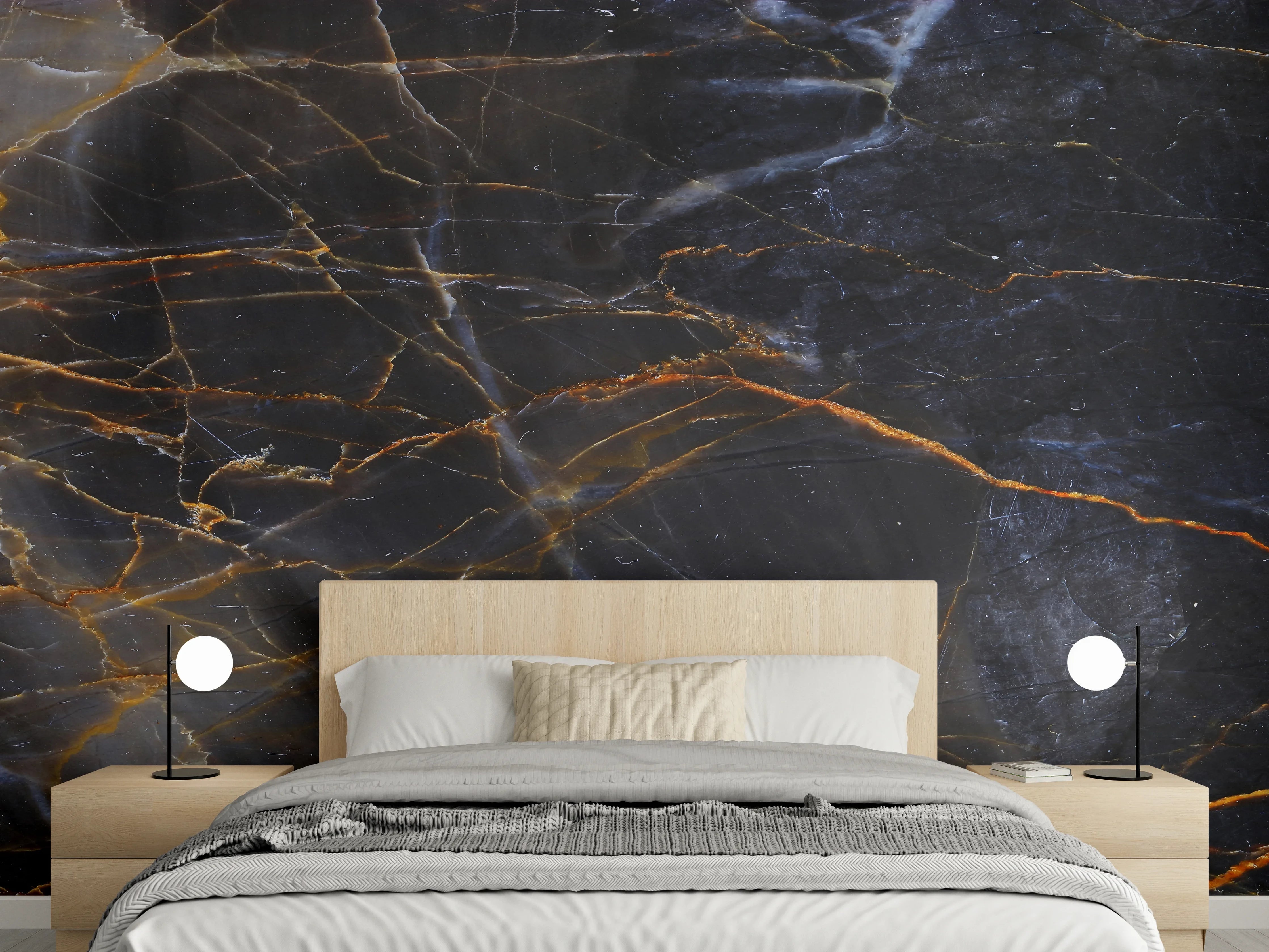 Wandverkleidung Schlafzimmer - Schwarz und braune Marmor Textur aus Russland