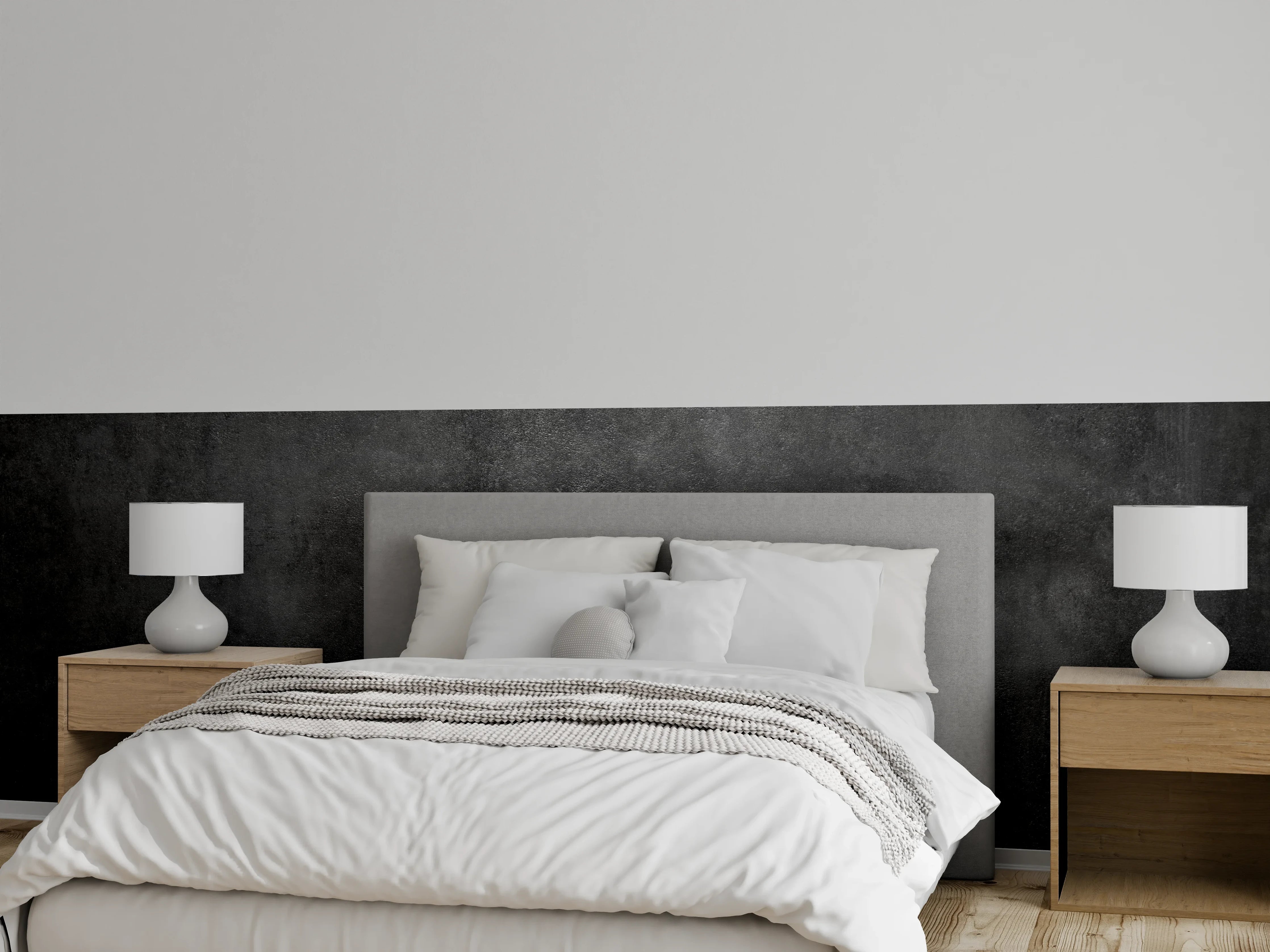 Wandverkleidung Schlafzimmer - Schwarze Betonoptik – moderne Wandgestaltung