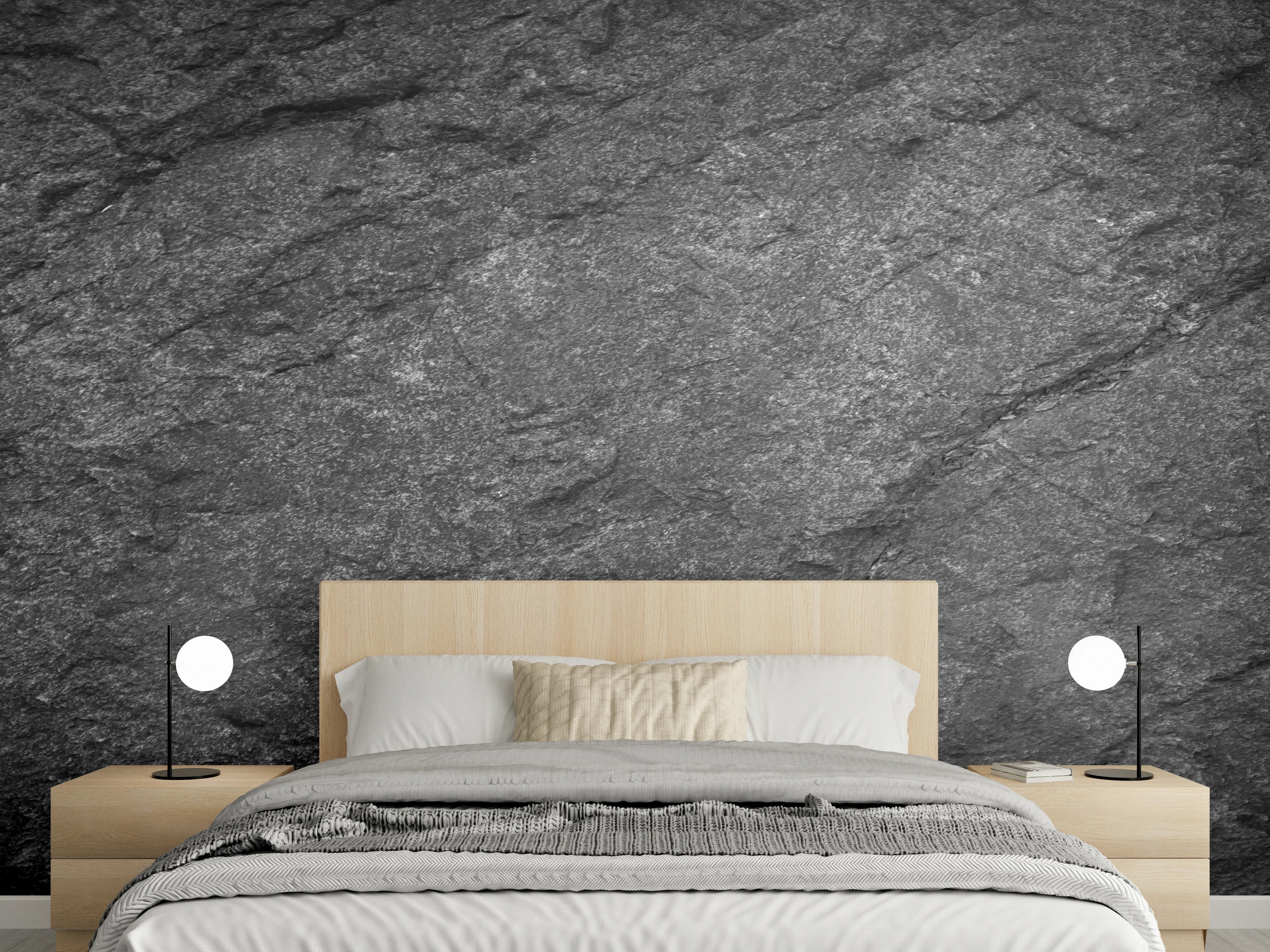 Wandverkleidung Schlafzimmer - Schwarze Schieferplatte