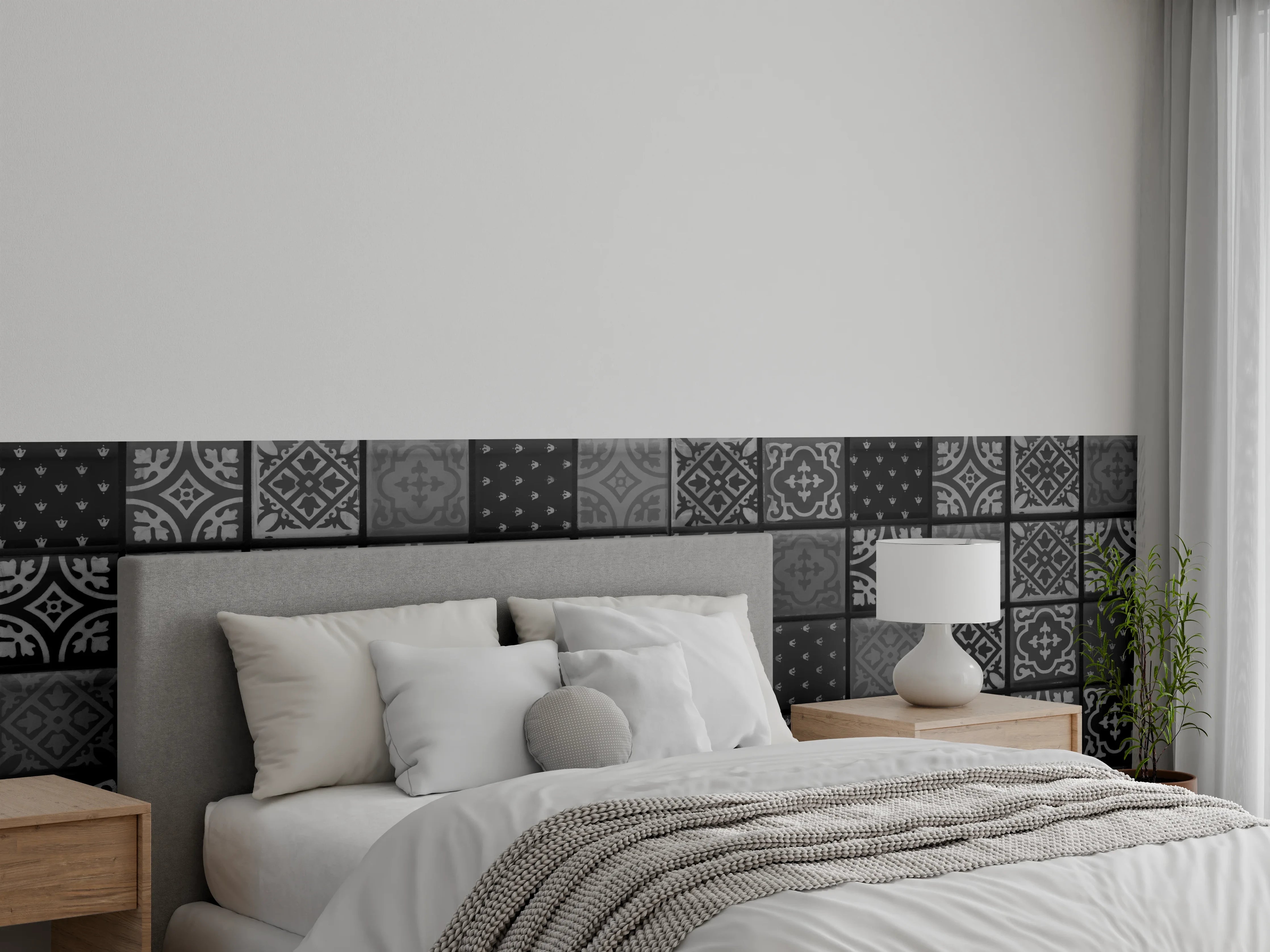 Wandverkleidung Schlafzimmer - Schwarze anthrazit Fliesen