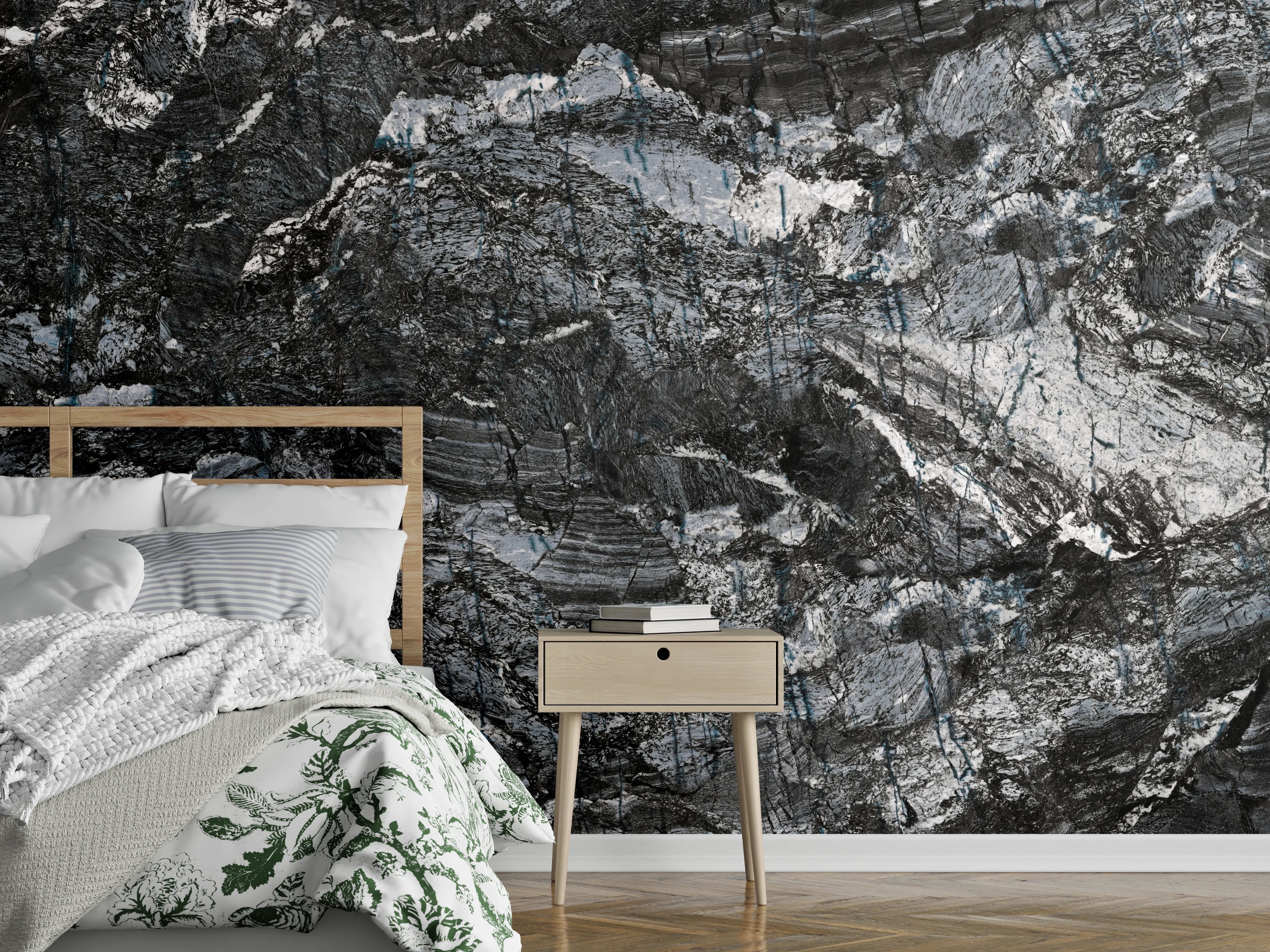 Wandverkleidung Schlafzimmer - Schwarzer Marmor - Natur
