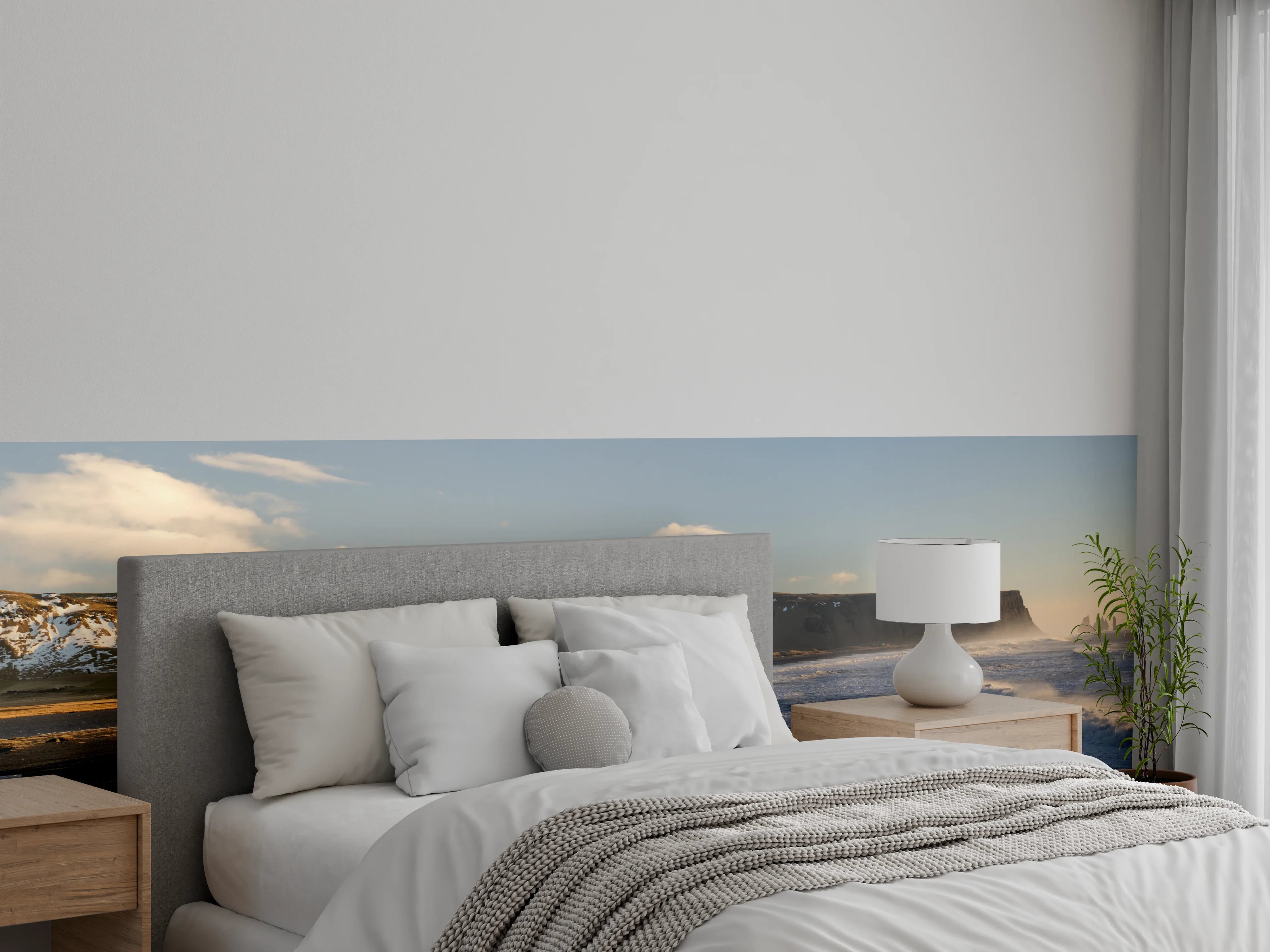 Wandverkleidung Schlafzimmer - Schwarzer Strand Island Panorama