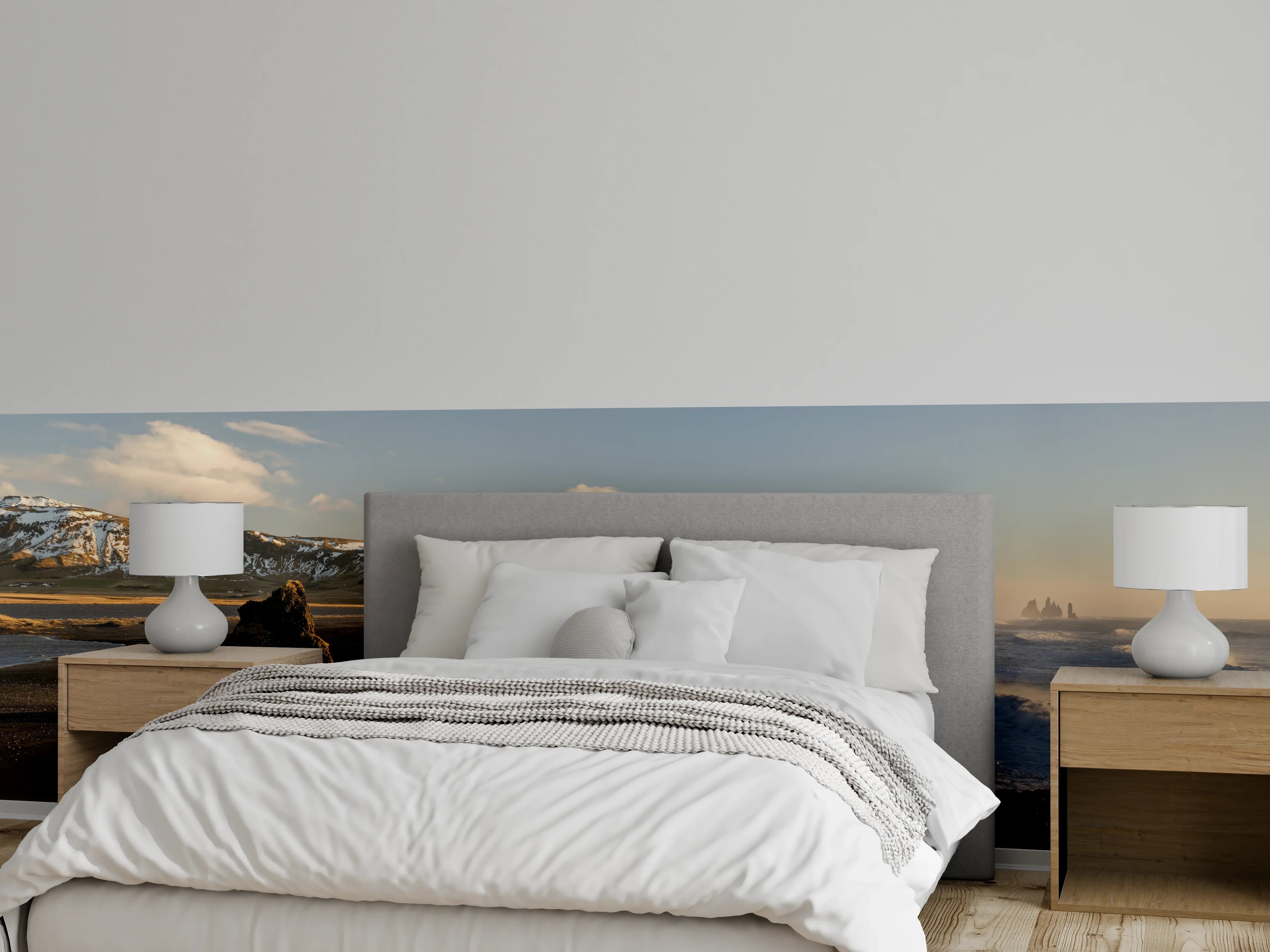 Wandverkleidung Schlafzimmer - Schwarzer Strand Island Panorama