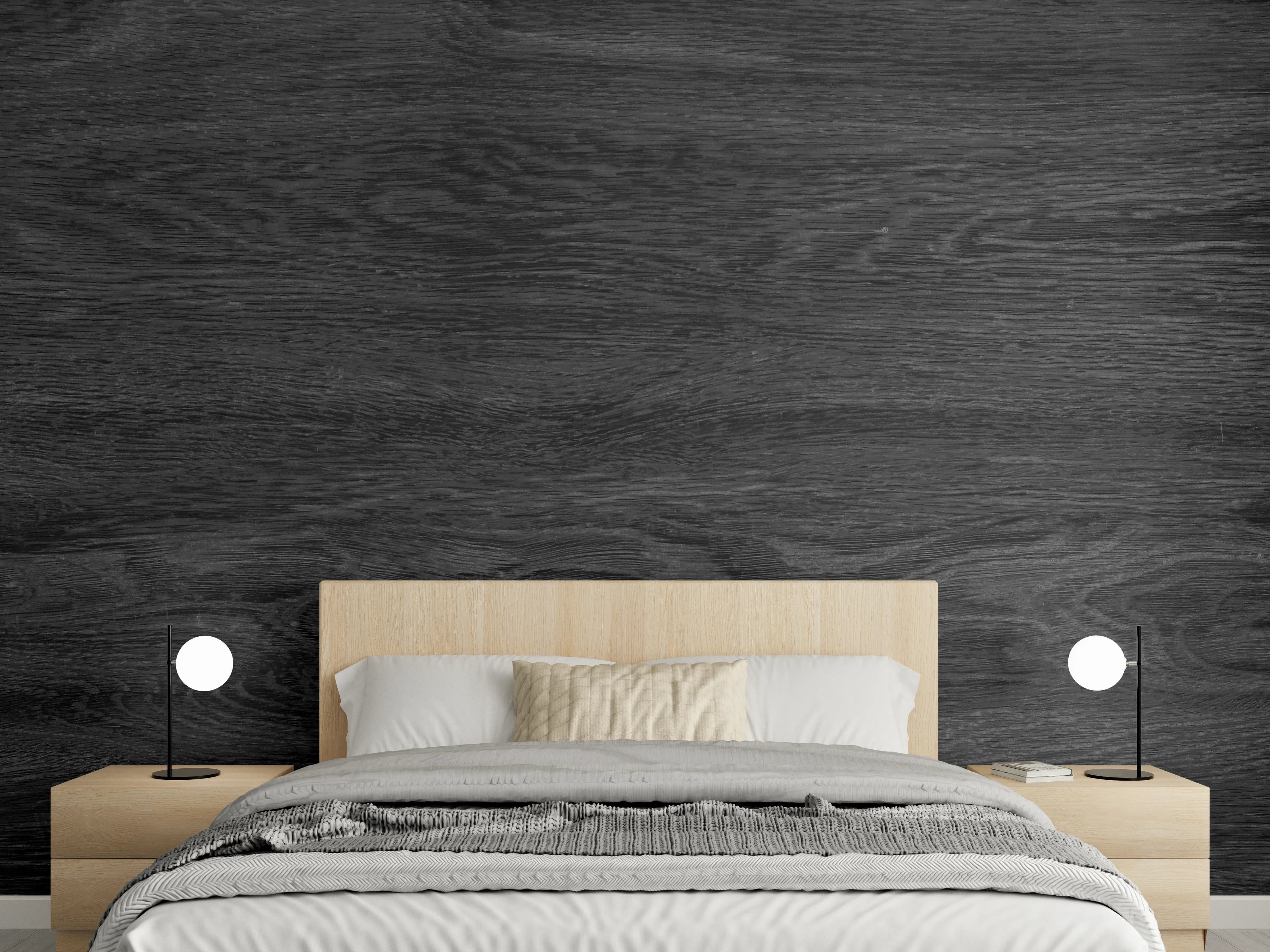 Wandverkleidung Schlafzimmer - Schwarzes Holz Hintergrund