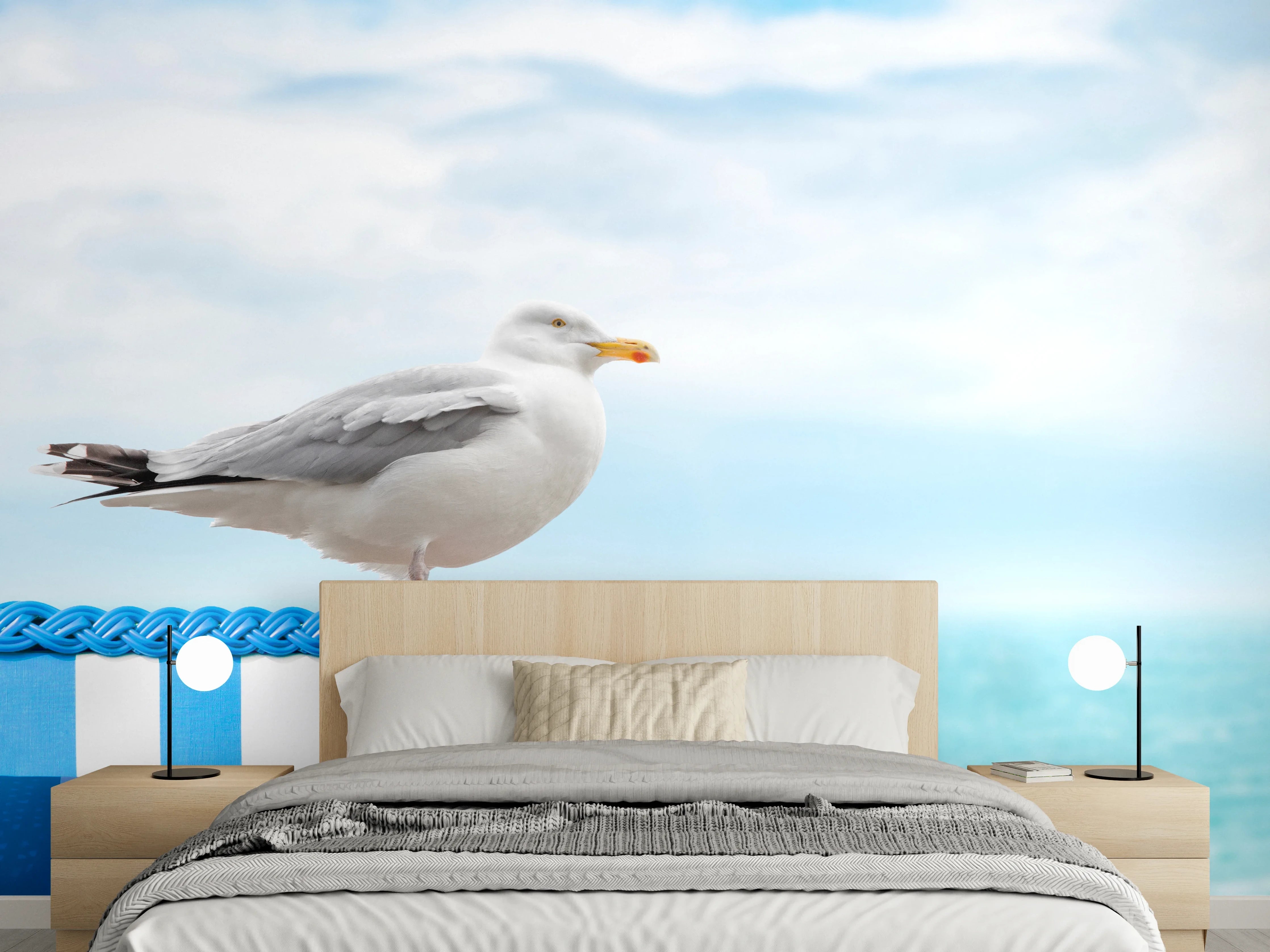 Wandverkleidung Schlafzimmer - Seagull by the Beach Chair