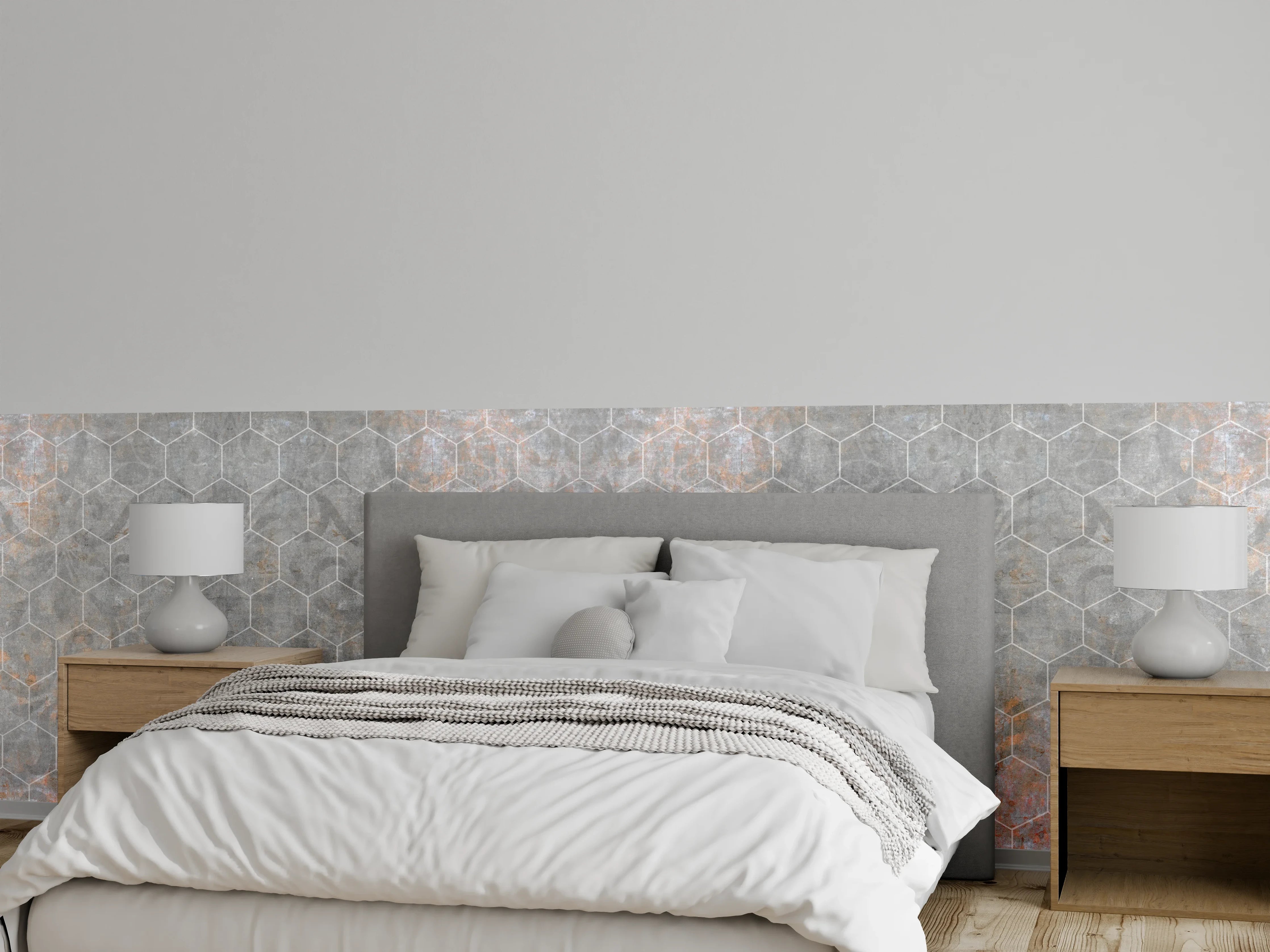 Wandverkleidung Schlafzimmer - Shabby Grau-Weiße Fliesentextur