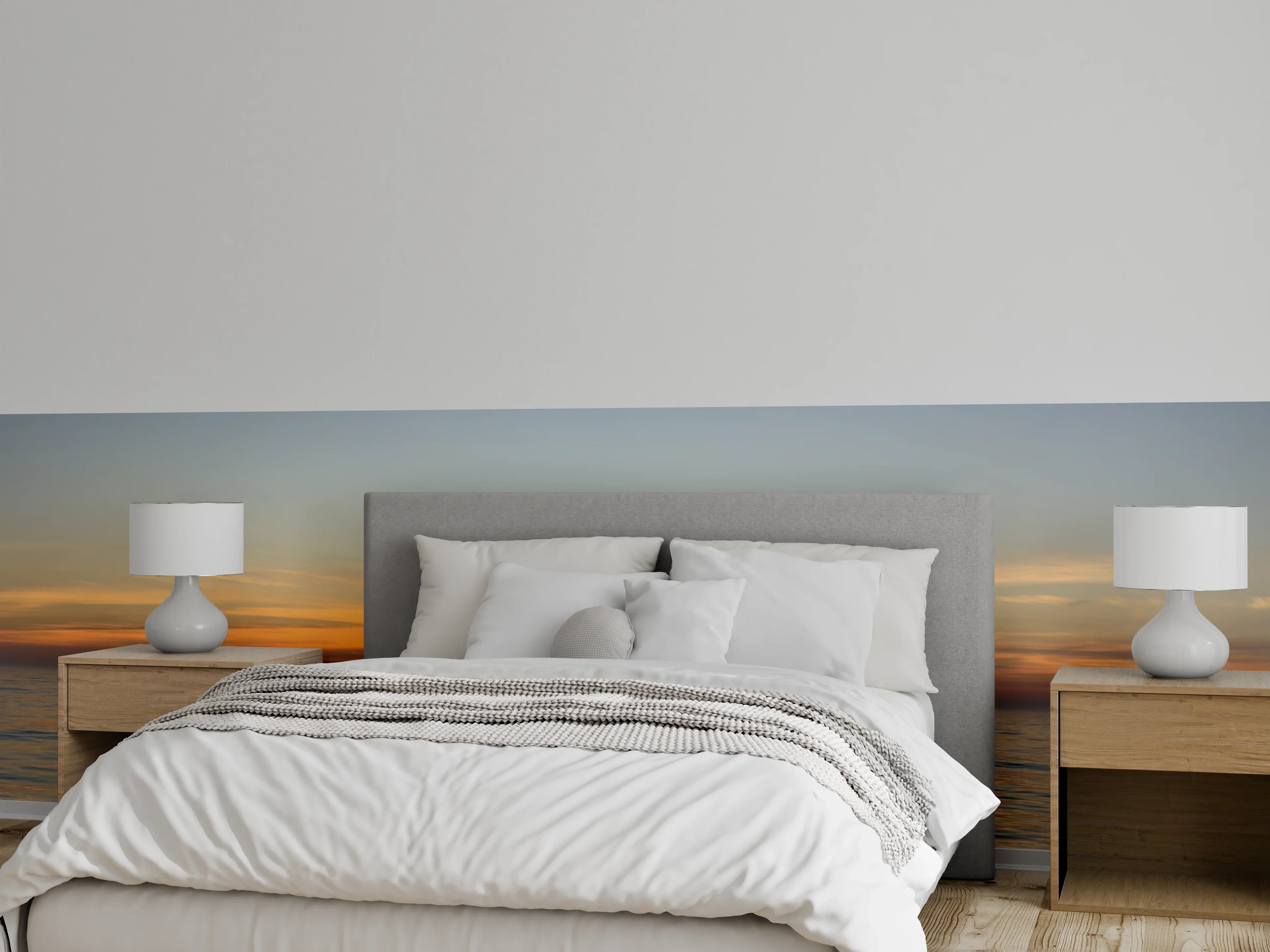 Wandverkleidung Schlafzimmer - Silberglanz über stiller See
