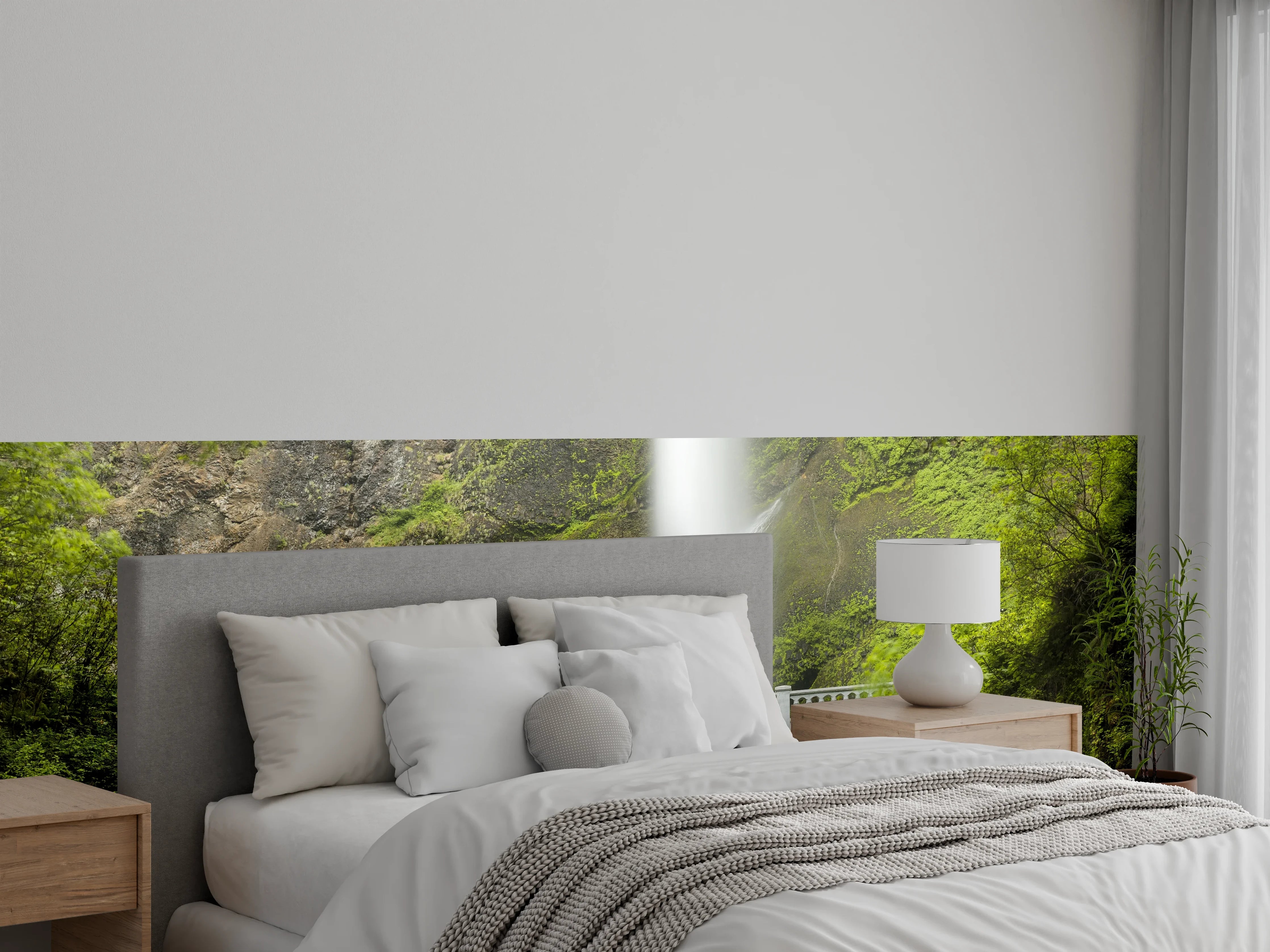 Wandverkleidung Schlafzimmer - Silbergraue Wasserpracht am Brückenbogen