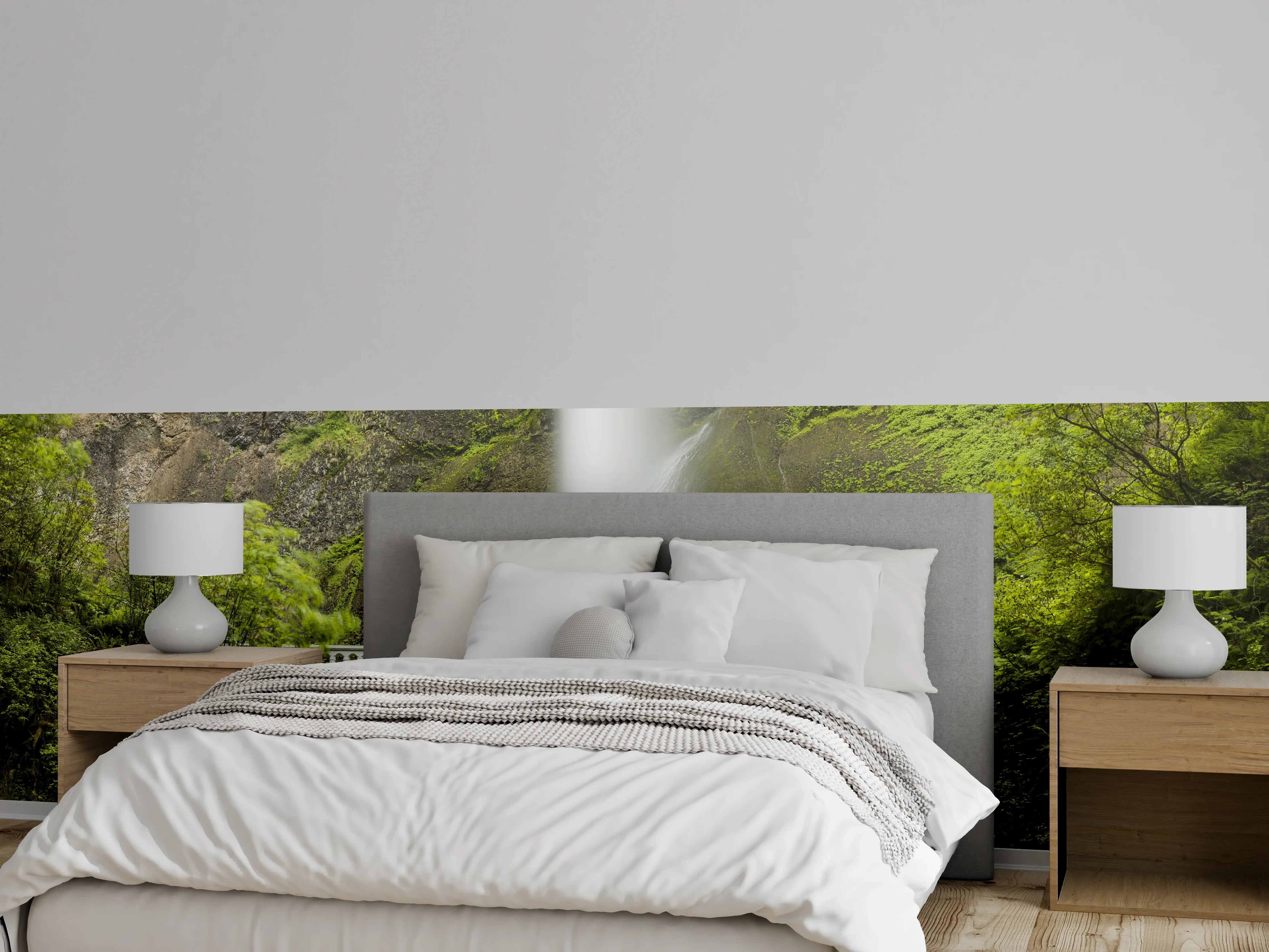 Wandverkleidung Schlafzimmer - Silbergraue Wasserpracht am Brückenbogen