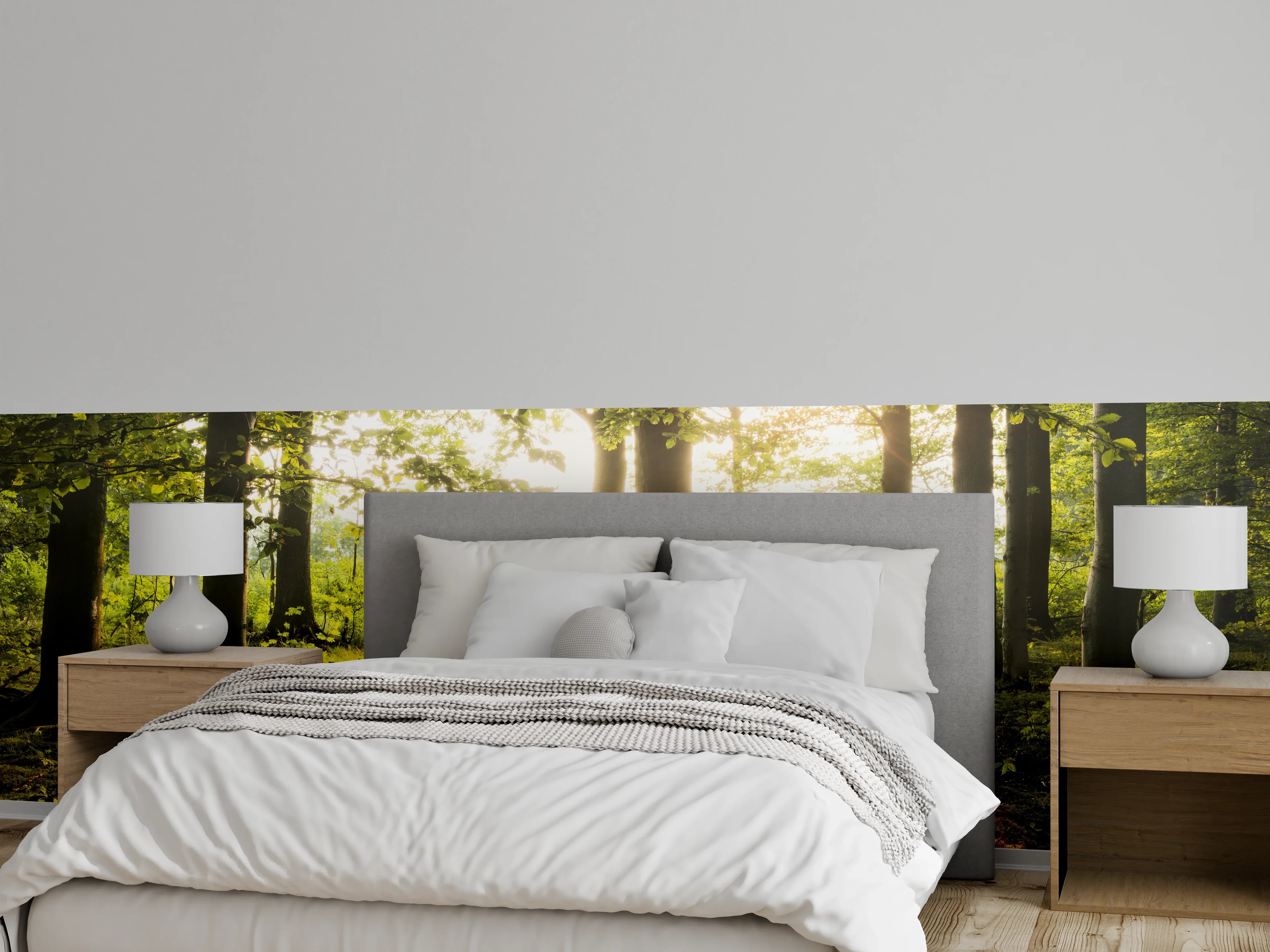 Wandverkleidung Schlafzimmer - Silberne Dämmerung in weißer Stille